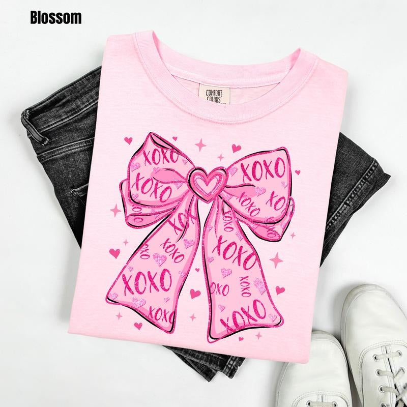 XOXO Bow Comfort Colors T-Shirt 'NLB' Hoodie, Sweatshirt | PodTeesHub.com
