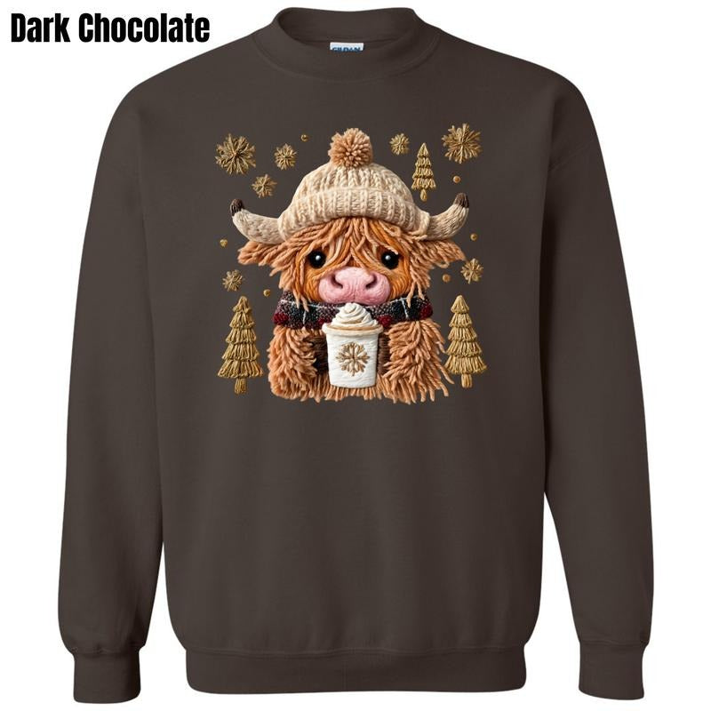Yarn Highland Cow Scene Sweatshirt 'SBSNLB' T-Shirts, Hoodie | PodTeesHub.com