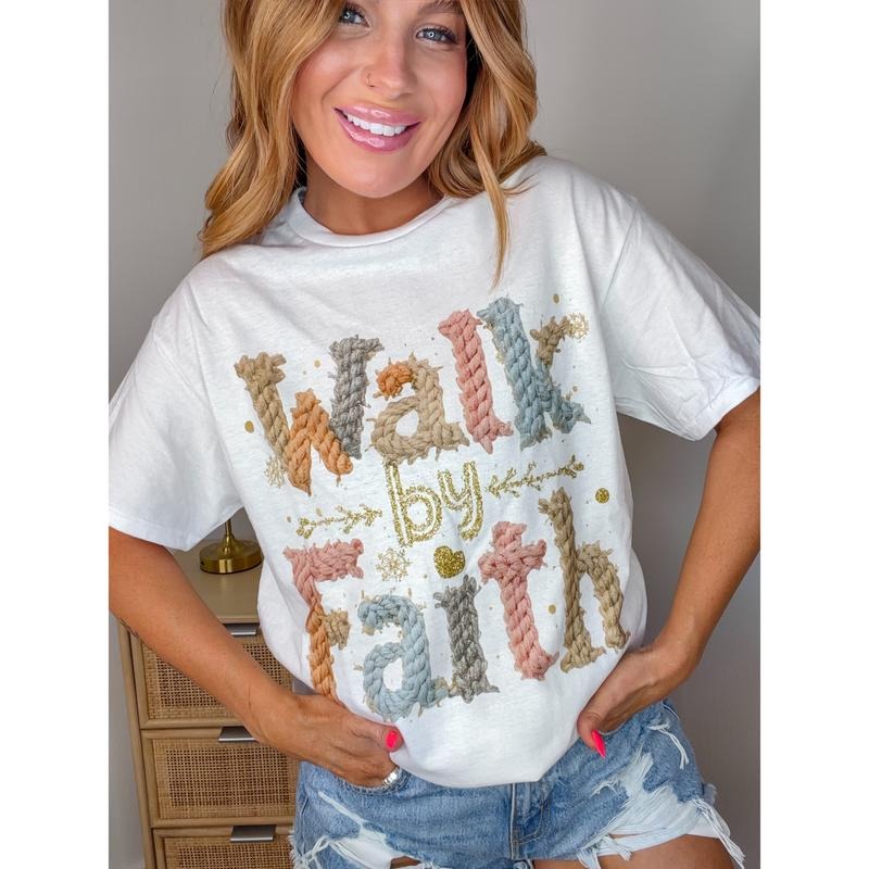 Yarn Walk By Faith Graphic Top T-Shirts, Hoodie, Sweatshirt | PodTeesHub.com