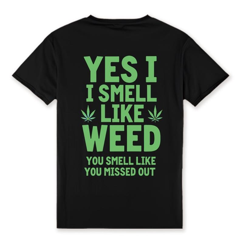 Yes, I Smell Like Weed 21 Cotton, Men'S Creative Top, Casual Short Sleeve Round Neck T-Shirt, Men'S Summer Outdoor...