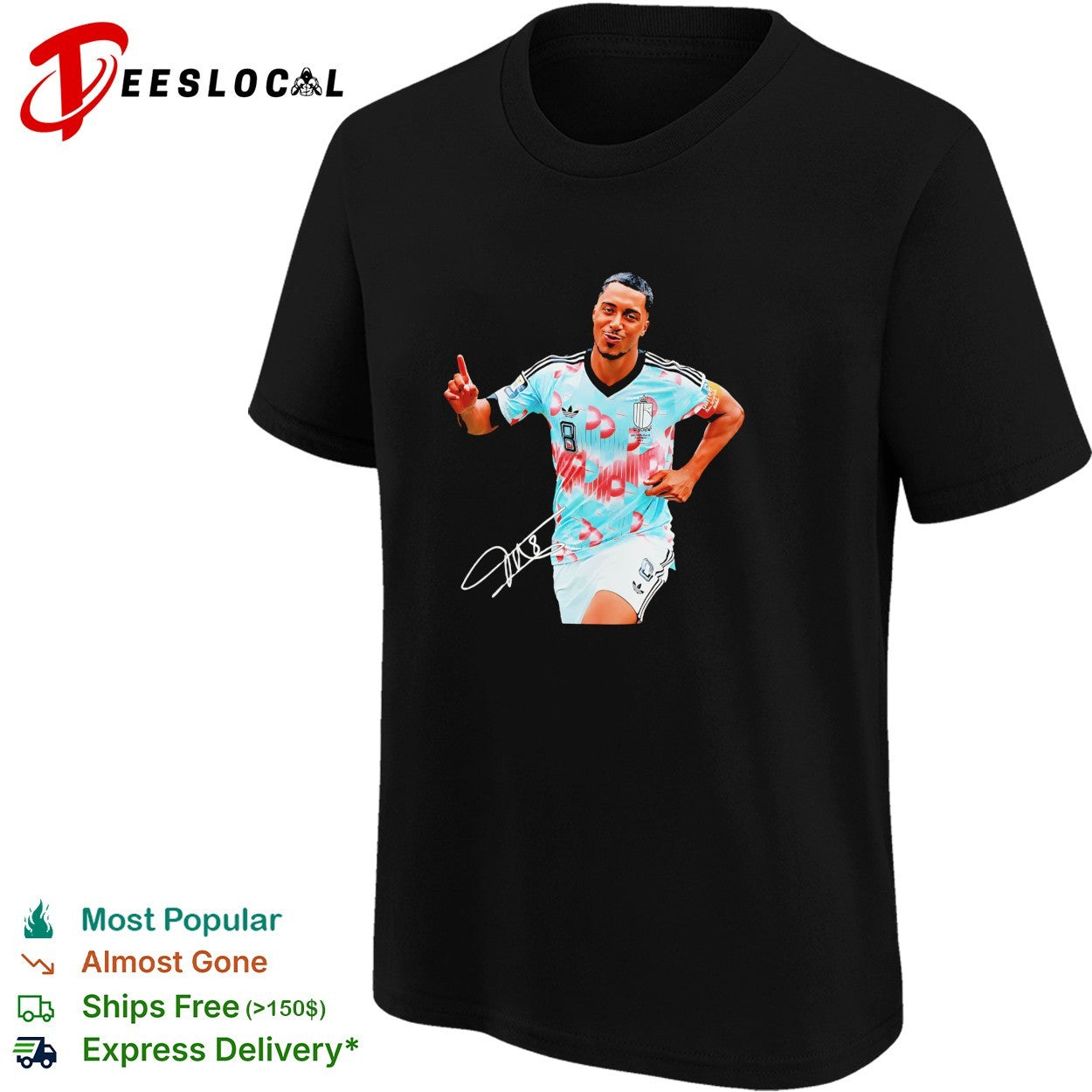 Youri Tielemans Belgium national football running signature shirt