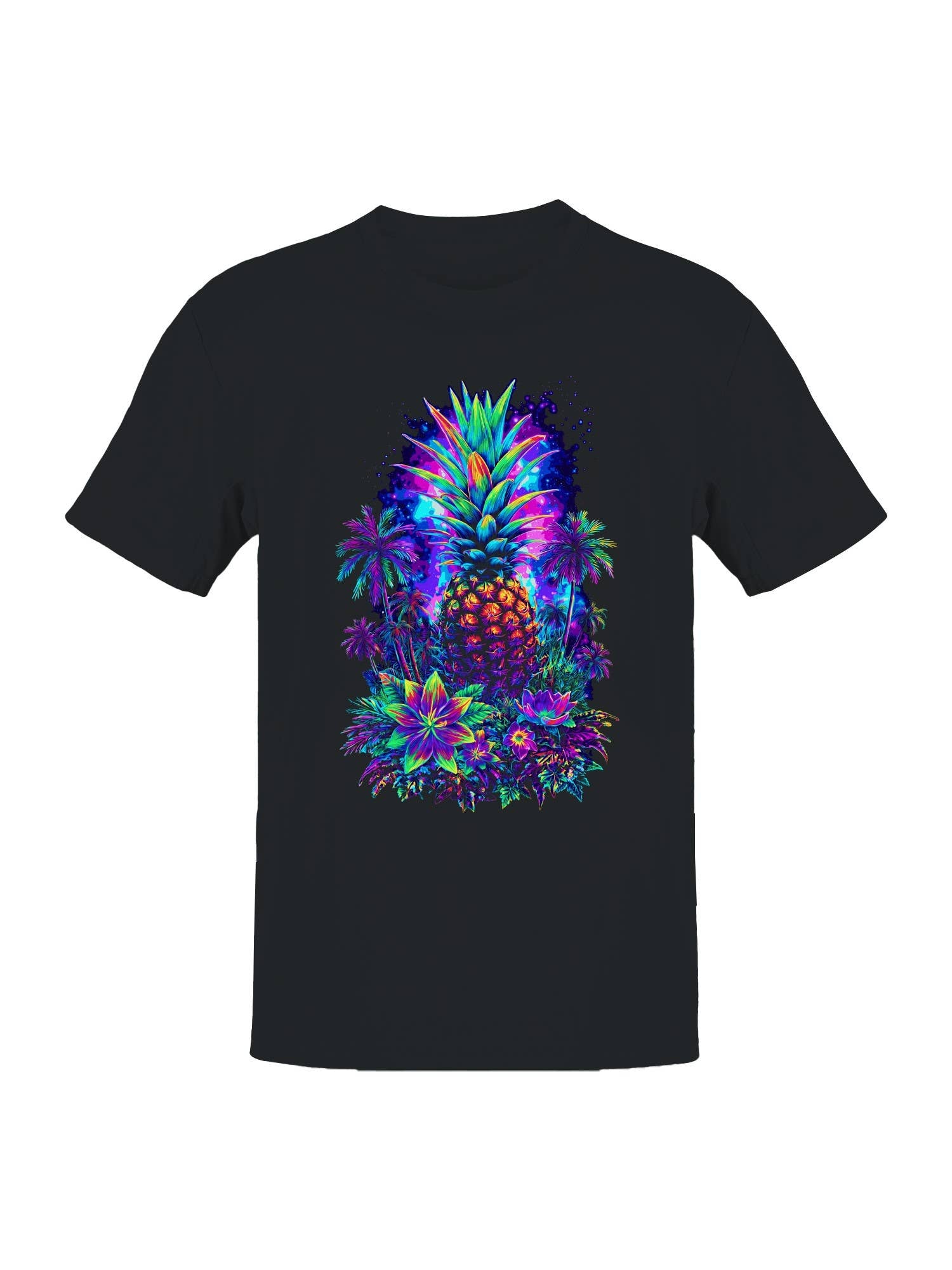 Neon Tropical Pineapple Paradise Men's T-Shirt Hoodie, Sweatshirt | PodTeesHub.com