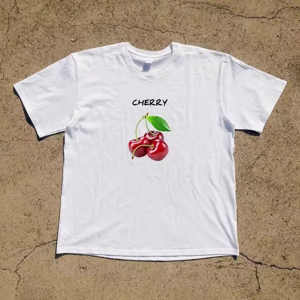 Cherry Print Street Retro Cotton T-Shirts, Hoodie, Sweatshirt
