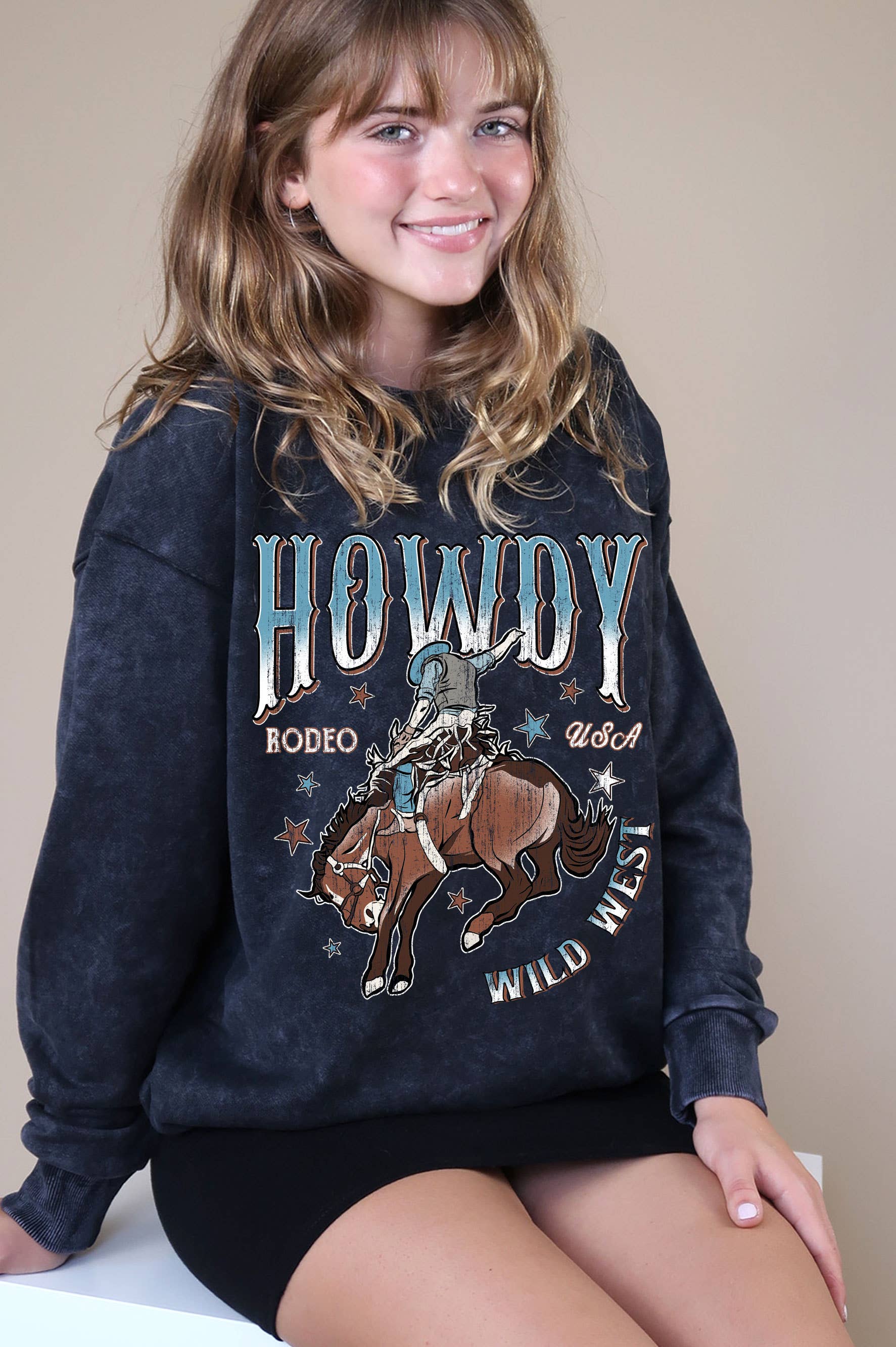 Howdy Cowboy Mineral Graphic Brushed Sweatshirt T-Shirts, Hoodie | PodTeesHub.com