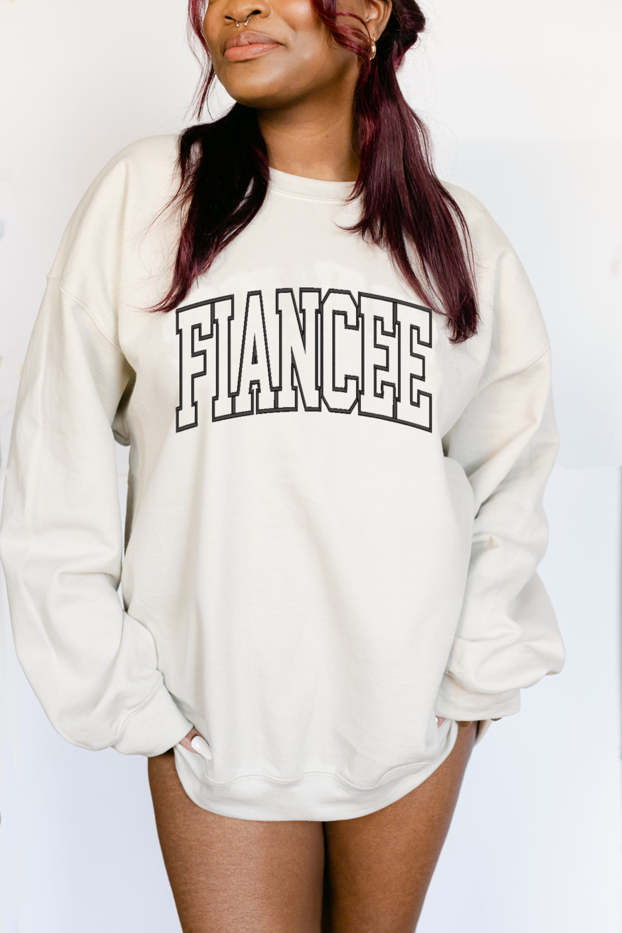 Fiancee, Embroidered Sweatshirt, Bridal Sweatshirt T-Shirts, Hoodie | PodTeesHub.com