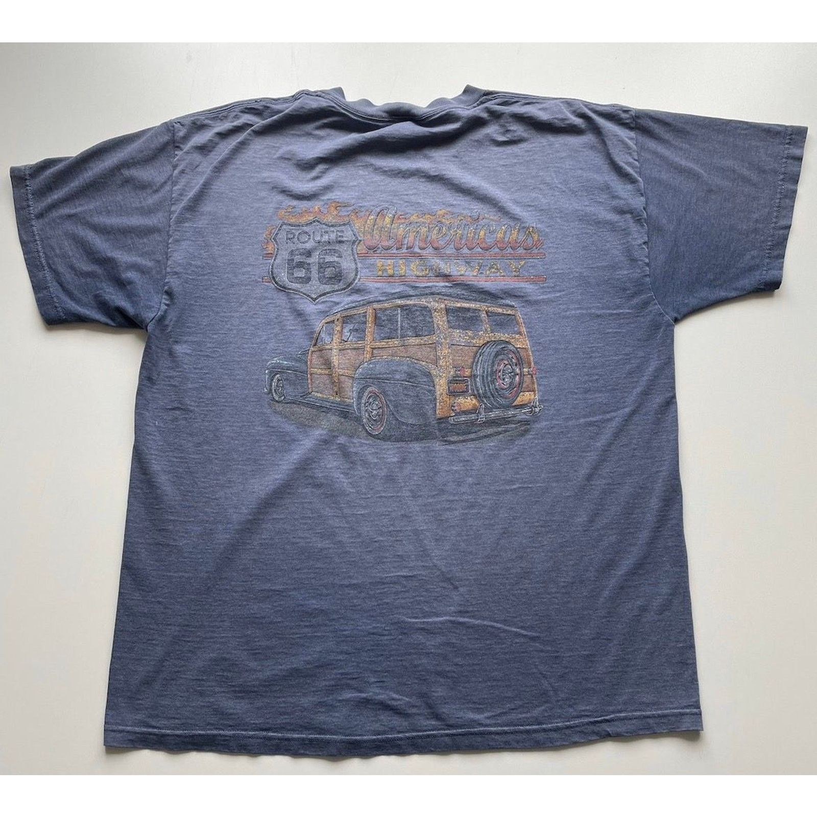 Vintage 90s Route 66 American Car Art T Shirt Xl Faded Rare Hoodie, Sweatshirt | PodTeesHub.com