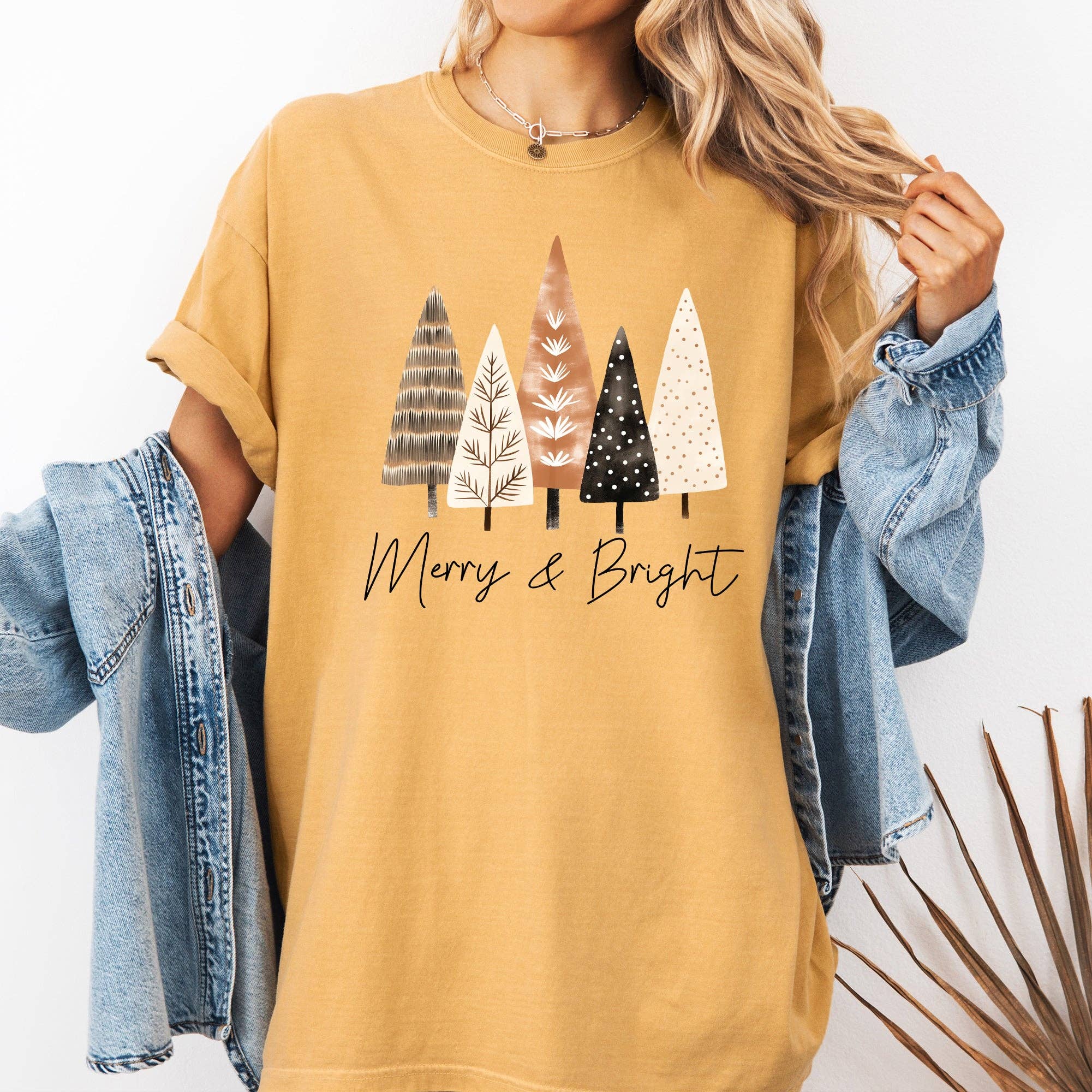 Merry and Bright, Christmas Trees, Hygge, Winter Xmas Tshirt Hoodie, Sweatshirt | PodTeesHub.com