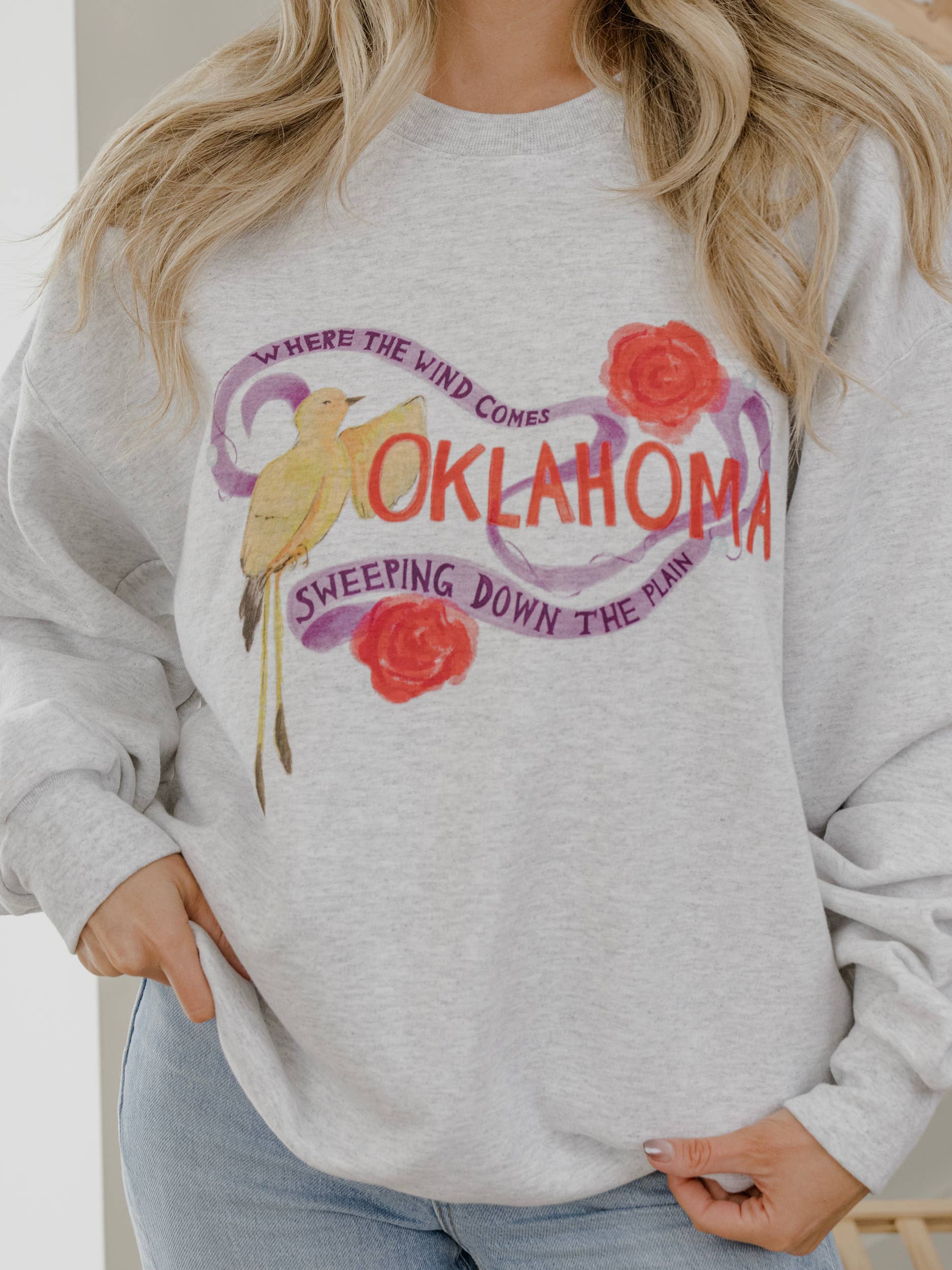 Oklahoma Scissortail Roses Ash Gray Sweatshirt T-Shirts, Hoodie | PodTeesHub.com