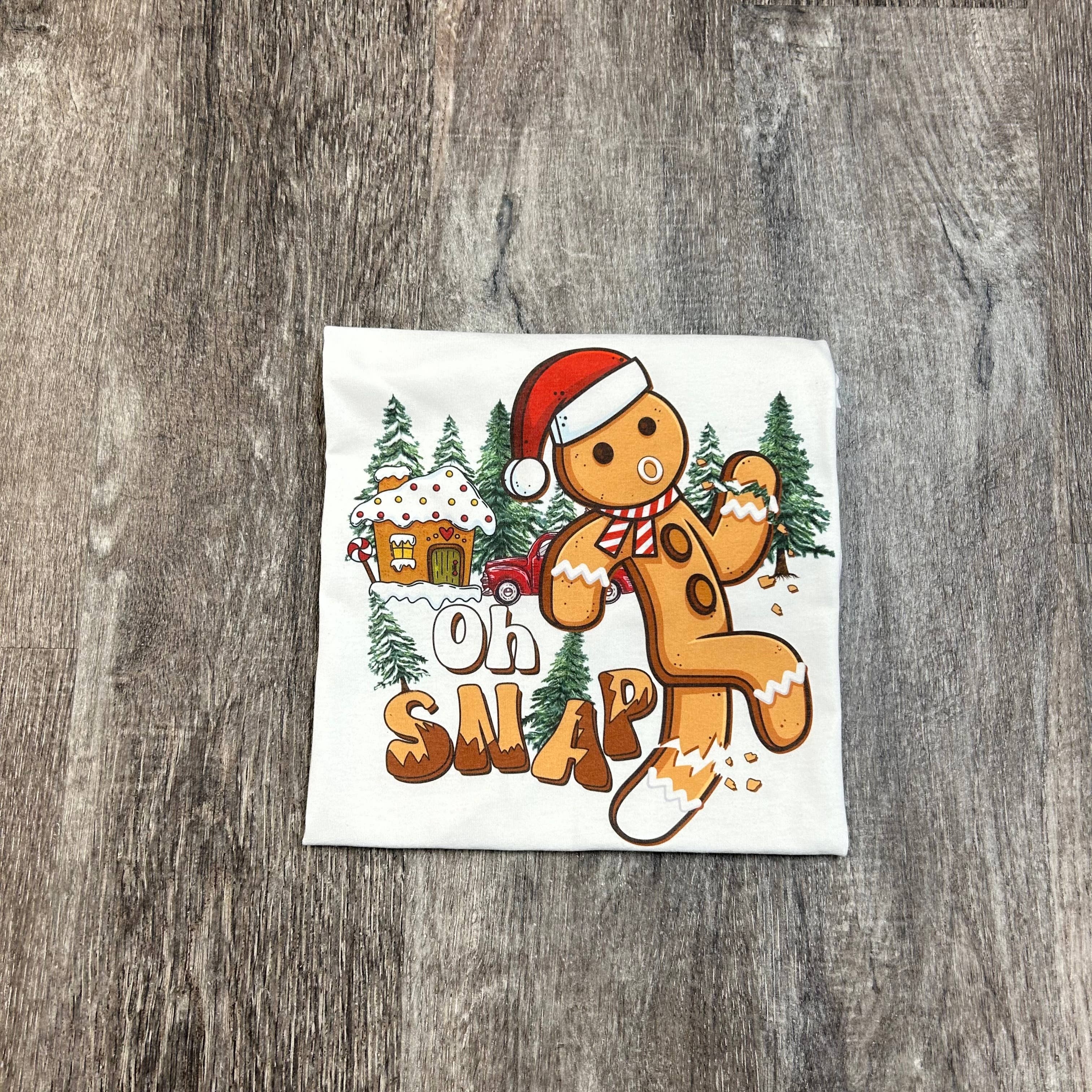Oh Snap Gingerbread Man On White Tee Hoodie, Sweatshirt | PodTeesHub.com