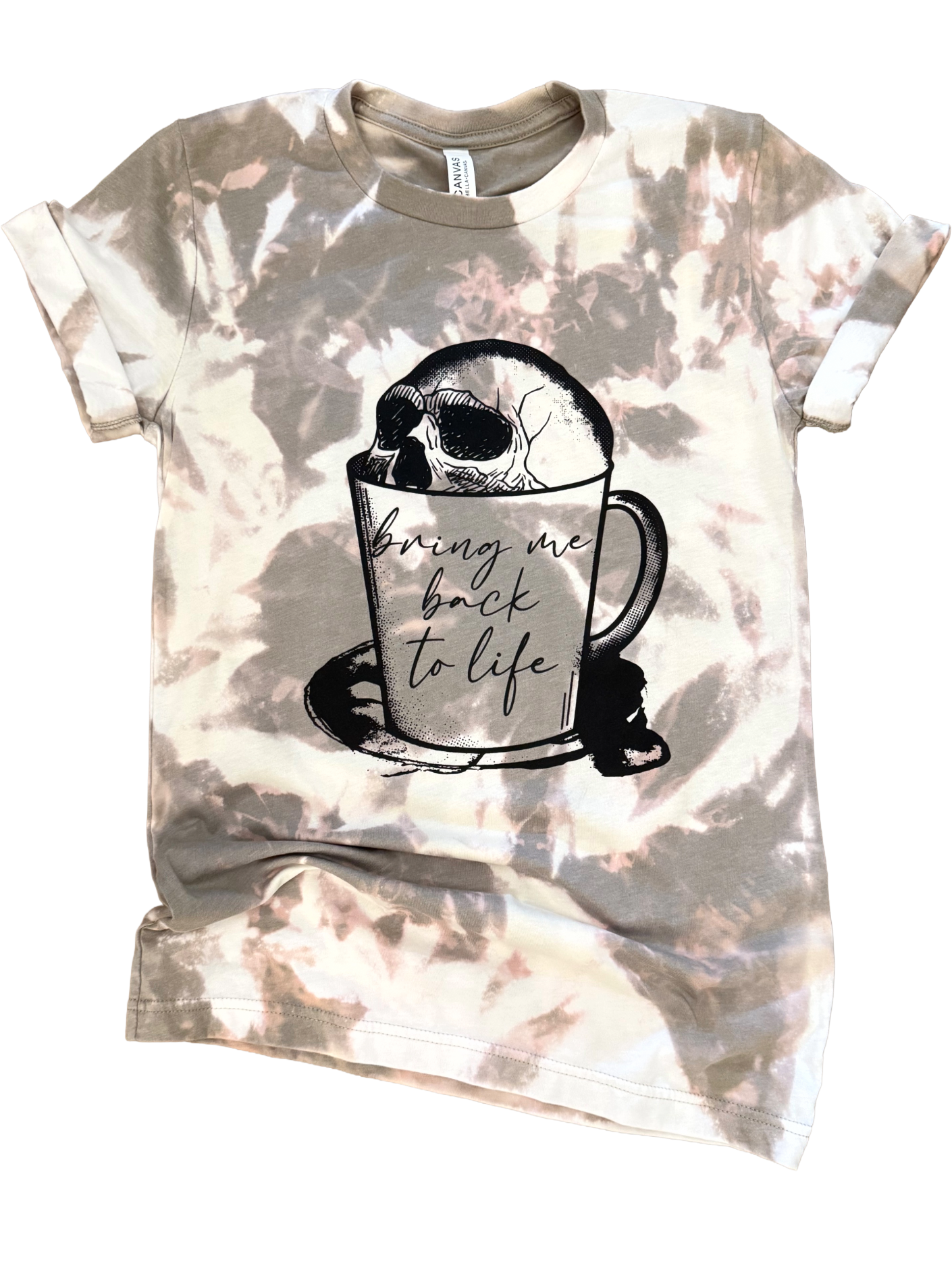 Bring Me Back To Life Coffee Skull Bleached Tee Hoodie, Sweatshirt | PodTeesHub.com