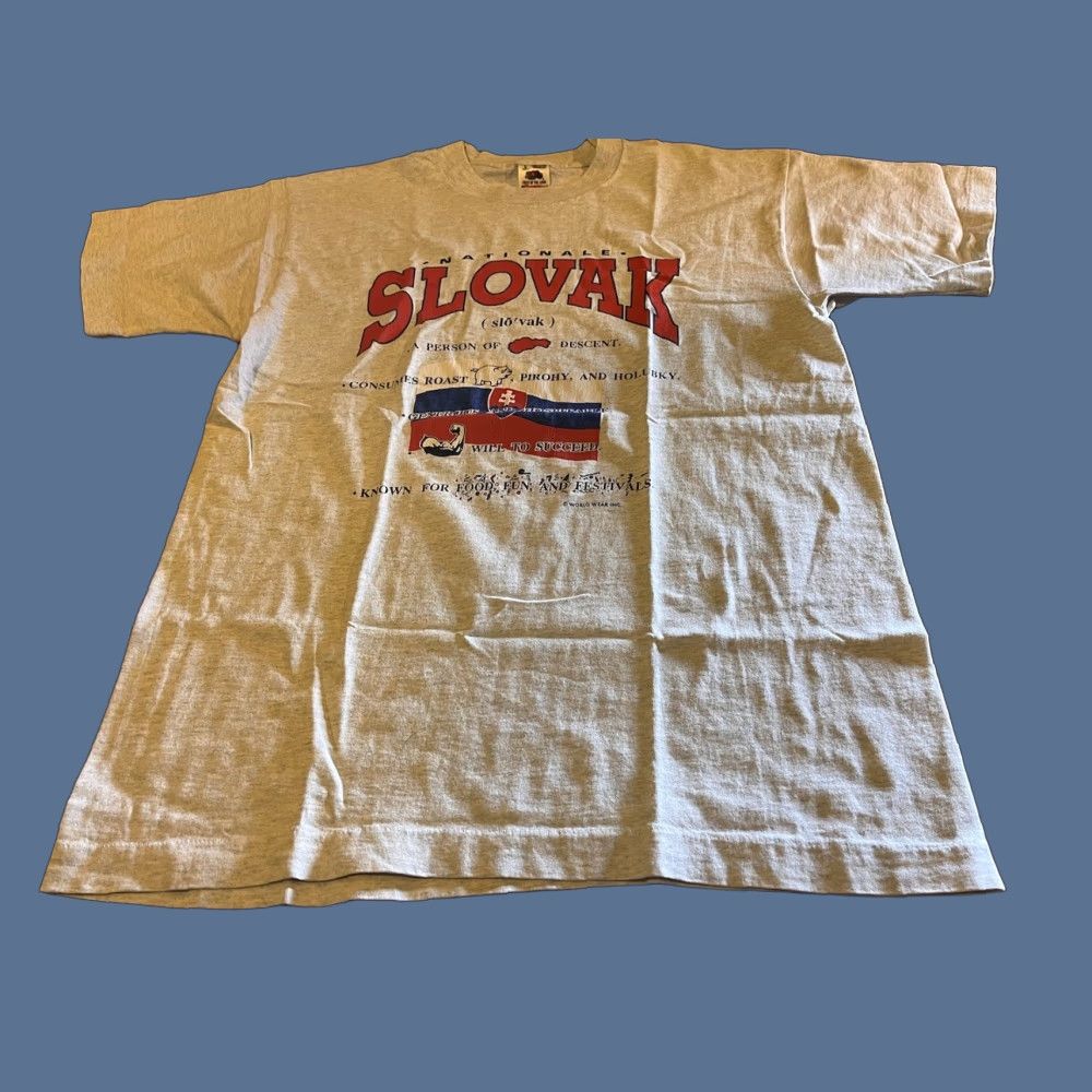 Fruit Of The Loom Vintage Fruit Of The Loom Slovak Shirt Men S Large Grey 90s T Shirt Short Sleeve C Hoodie, Sweatshirt