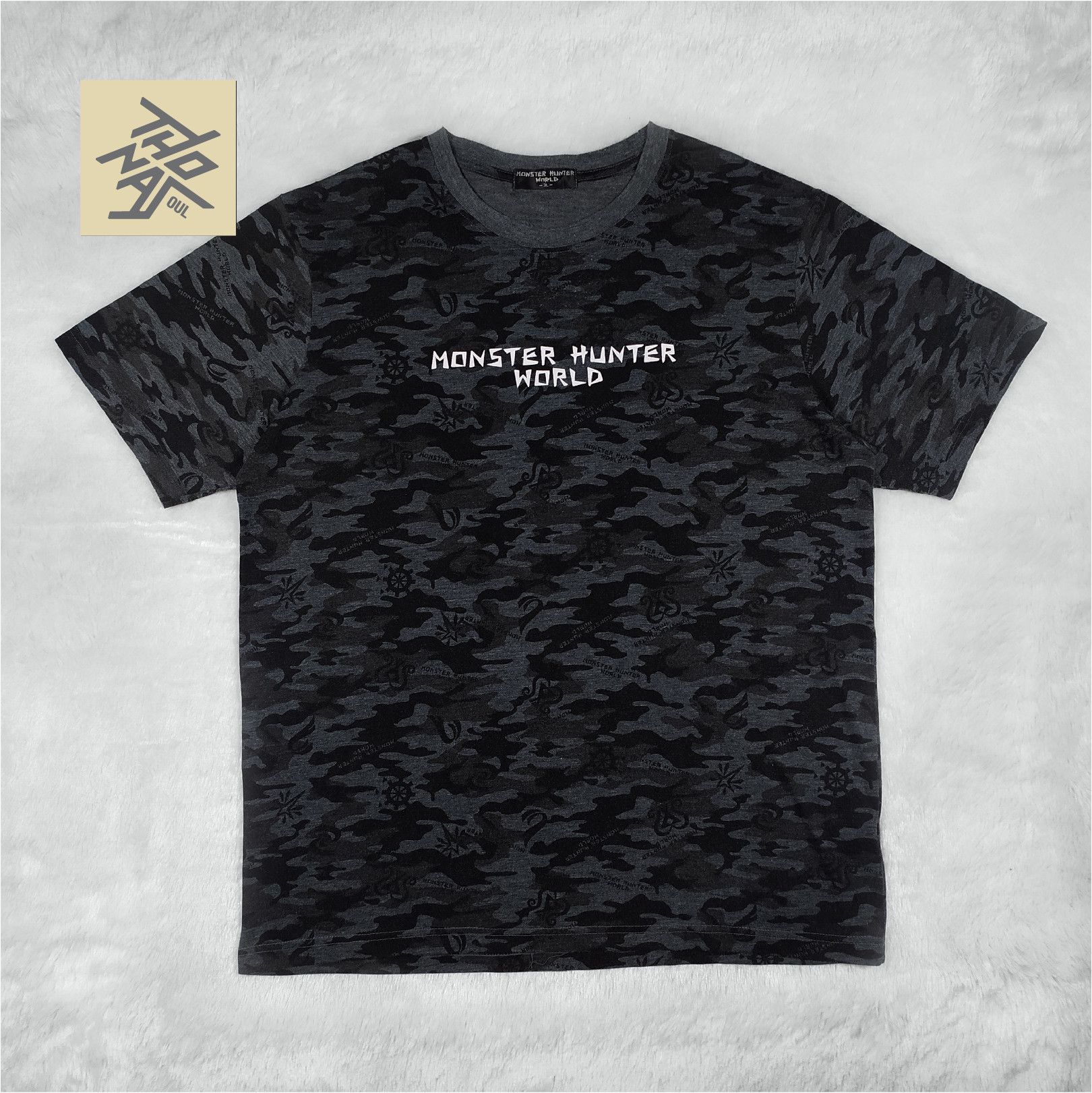 Japanese Brand Rare Camo Monster Hunter World Playstation Xbox T-Shirts, Hoodie, Sweatshirt | PodTeesHub.com