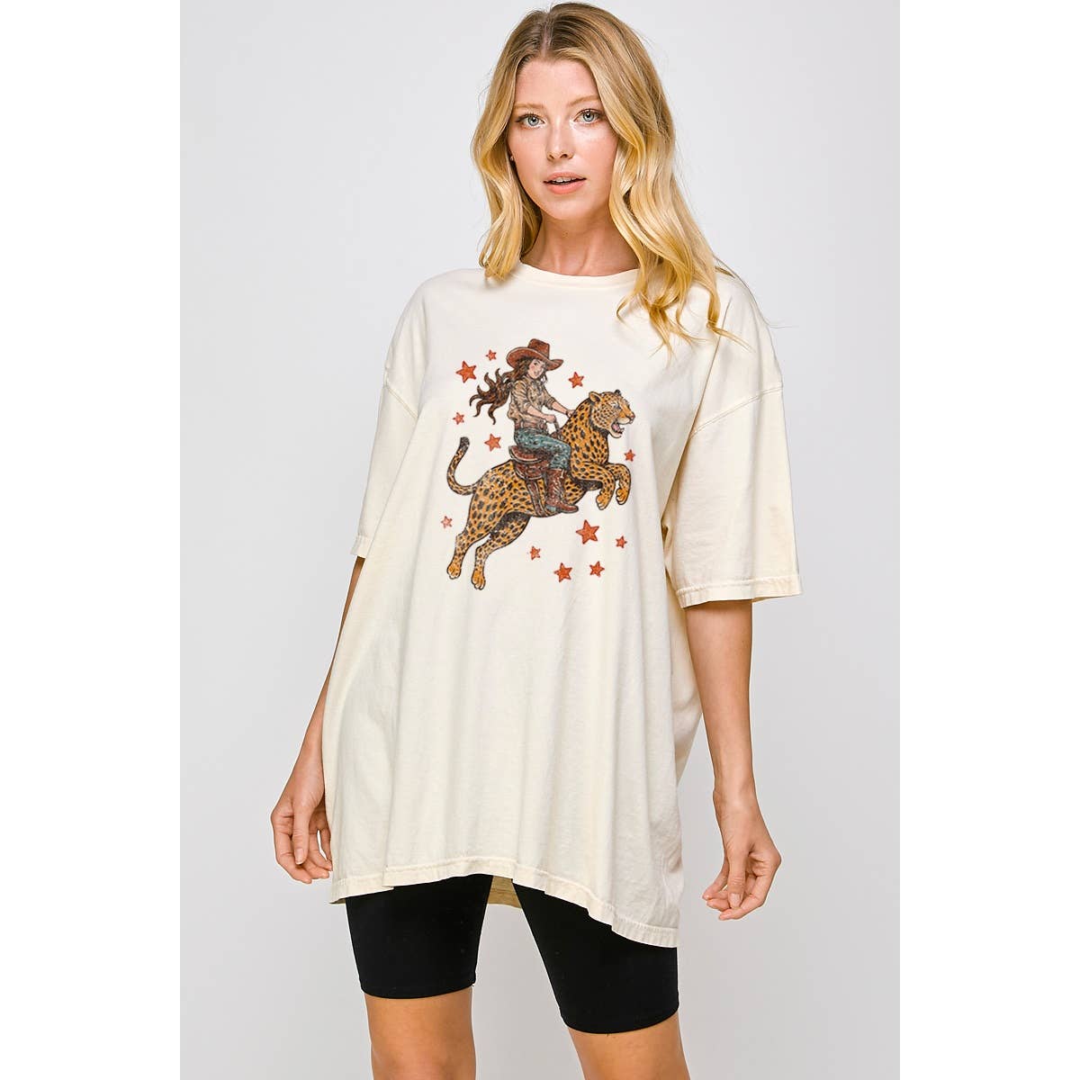 Cowgirl On Cheetha  Vintage  Graphic Oversized Tee Hoodie, Sweatshirt | PodTeesHub.com