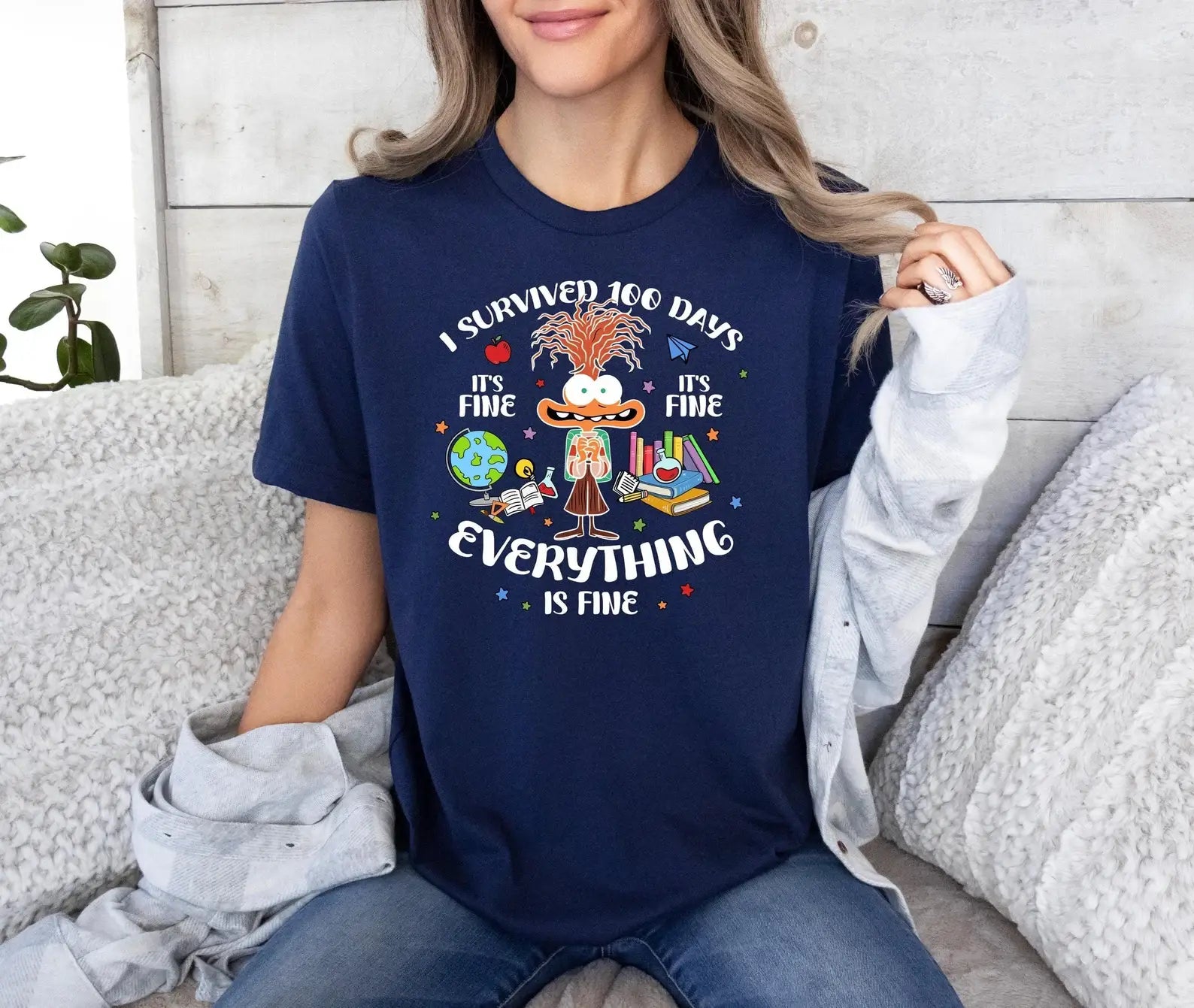 I Survived 100 Days It's Fine I'm Fine T-Shirt Hoodie, Sweatshirt | PodTeesHub.com
