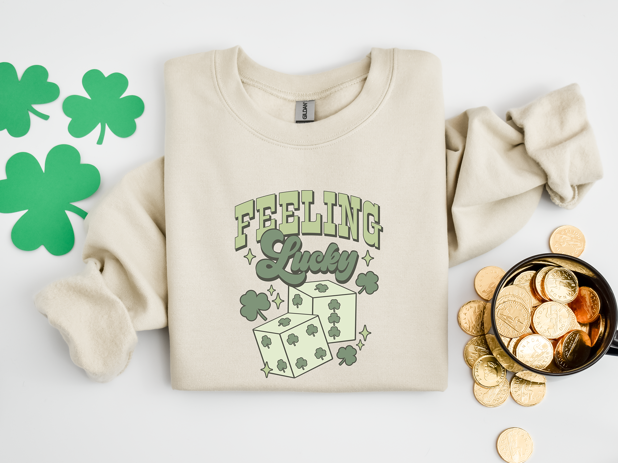 Feeling Lucky, St. Patricks Day Sweatshirt, Graphic Apparel T-Shirts, Hoodie | PodTeesHub.com