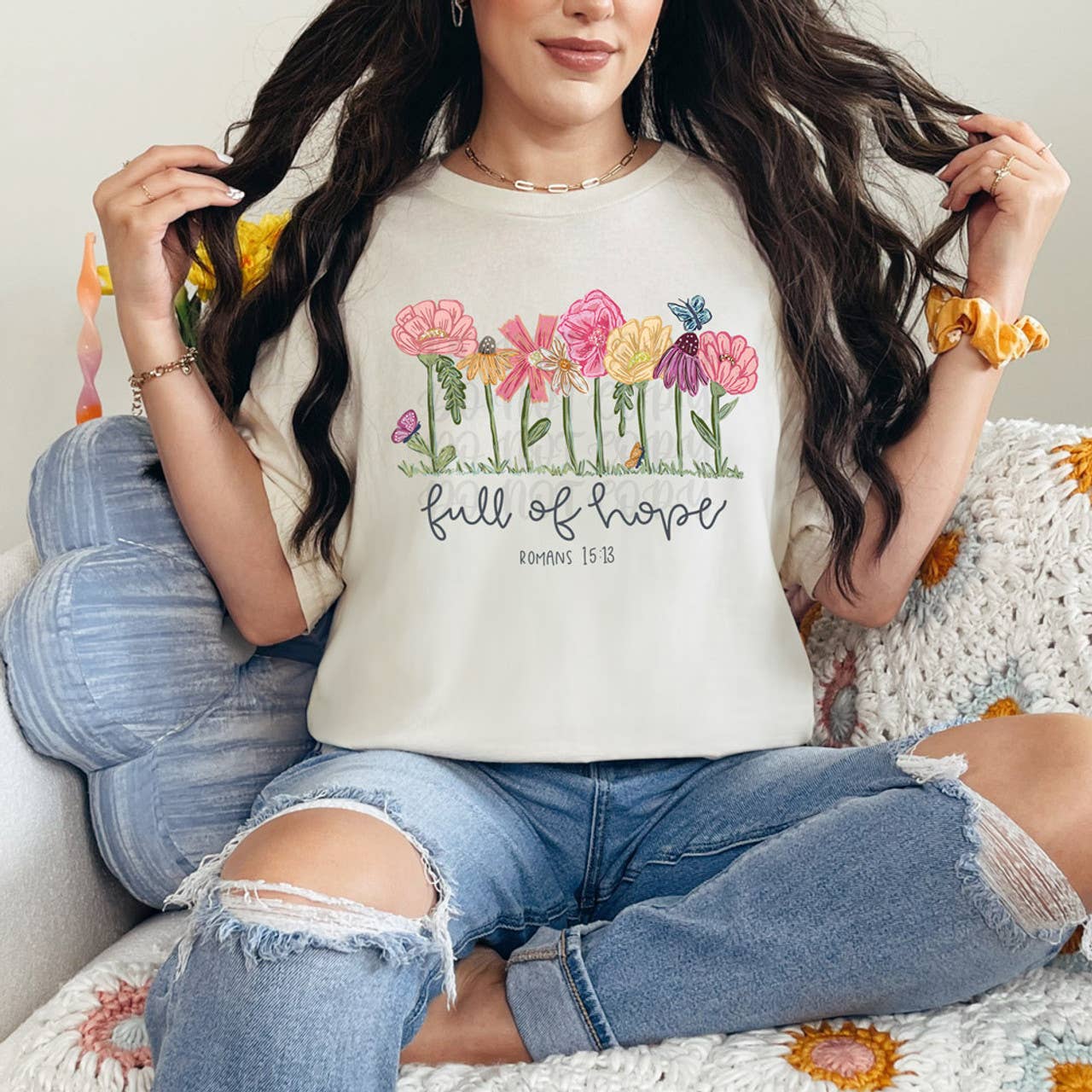 Full of Hope Pigment Dyed Tee Hoodie, Sweatshirt | PodTeesHub.com