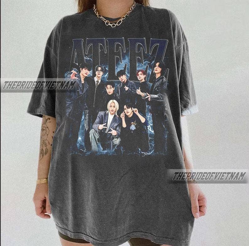Vintage 90S Bootleg Style Ateez T-Shirt Retro Kpop T-Shirt Hoodie, Sweatshirt | PodTeesHub.com