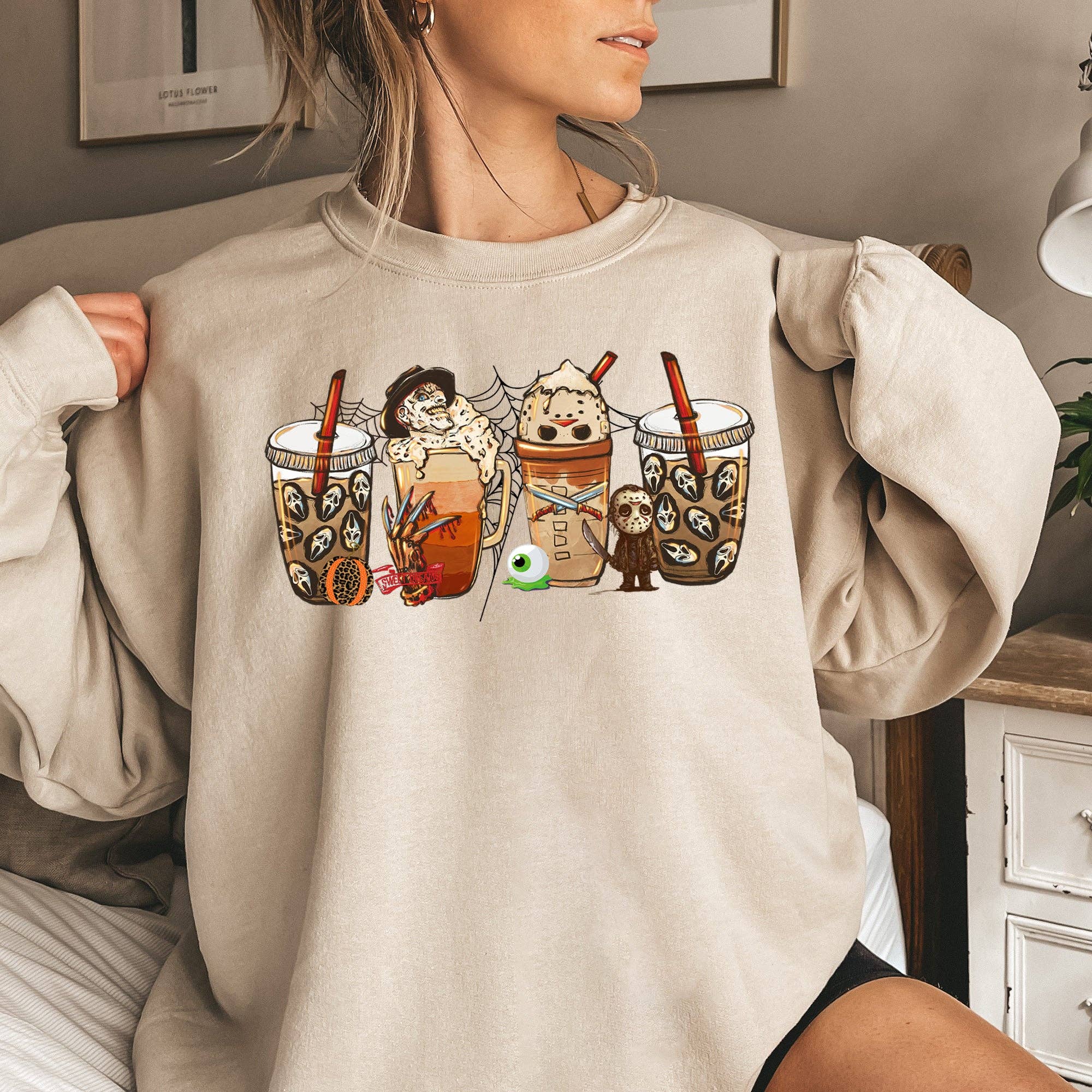 Horror Coffee Vintage Halloween Sweatshirt T-Shirts, Hoodie | PodTeesHub.com
