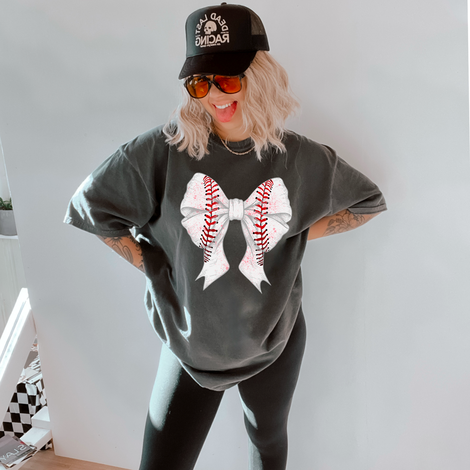 Baseball  Coquette Bow Comfort Color Graphic Tee Hoodie, Sweatshirt | PodTeesHub.com