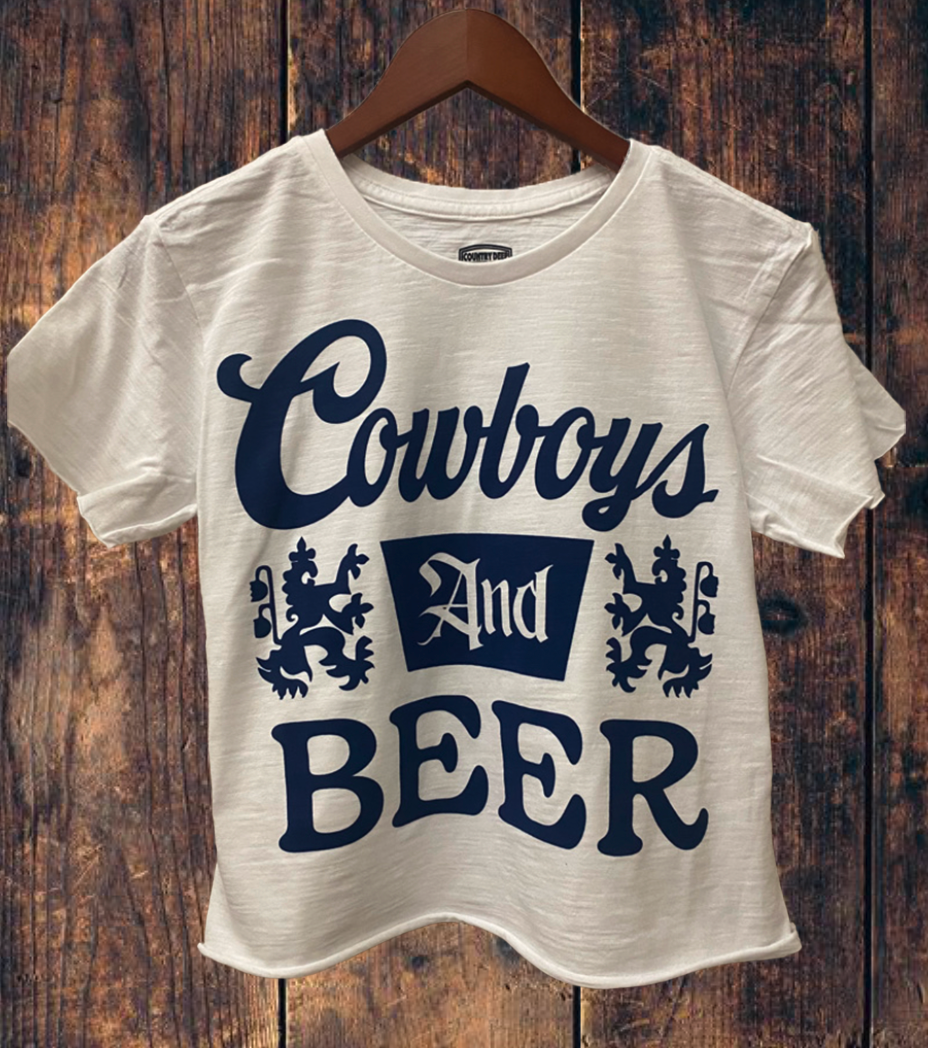 Cowboys N Beer Logo Baby Doll Cropped T Shirt Hoodie, Sweatshirt | PodTeesHub.com