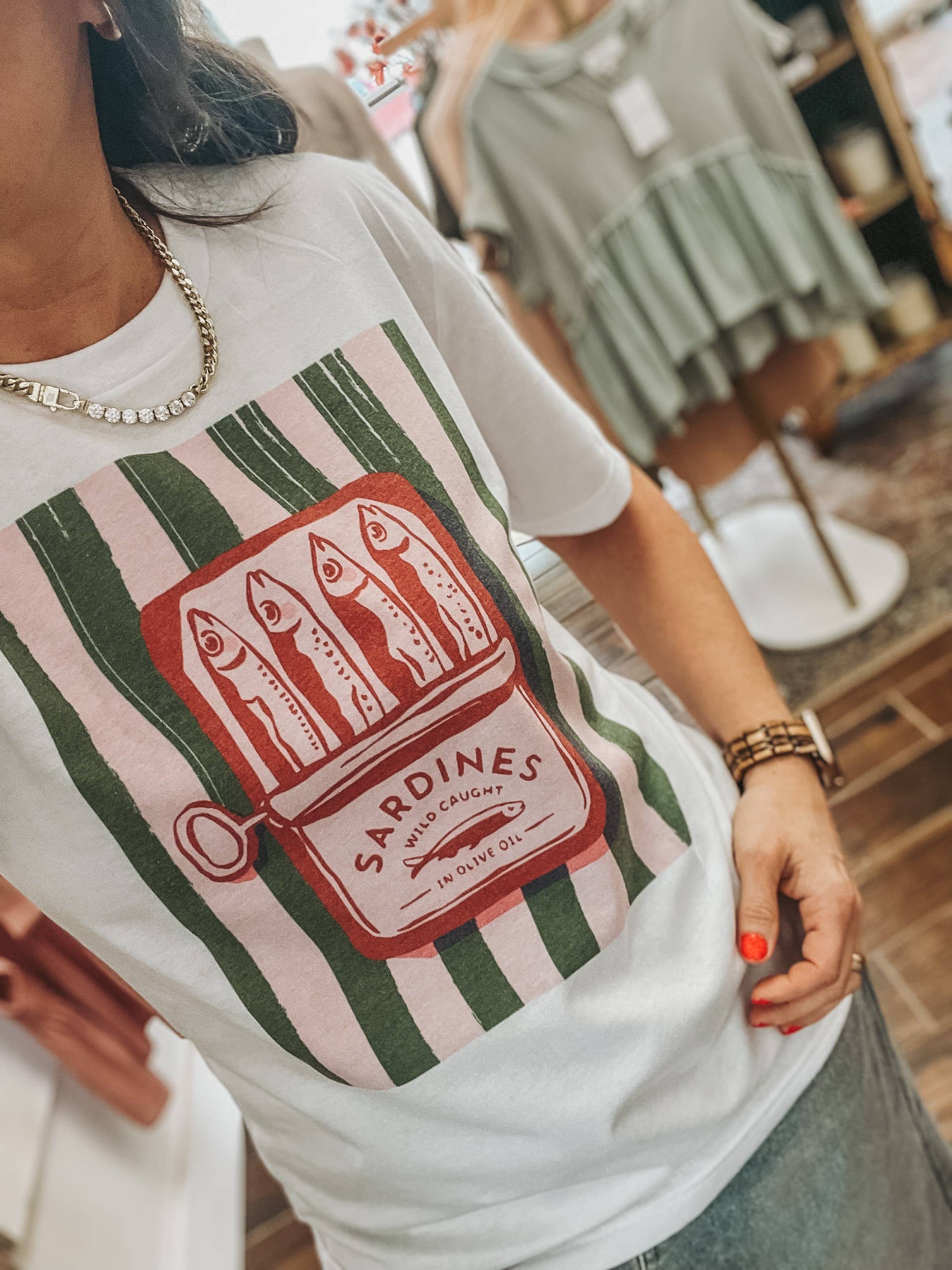 Stripe Sardines Graphic Tee | Summer Tee Hoodie, Sweatshirt | PodTeesHub.com