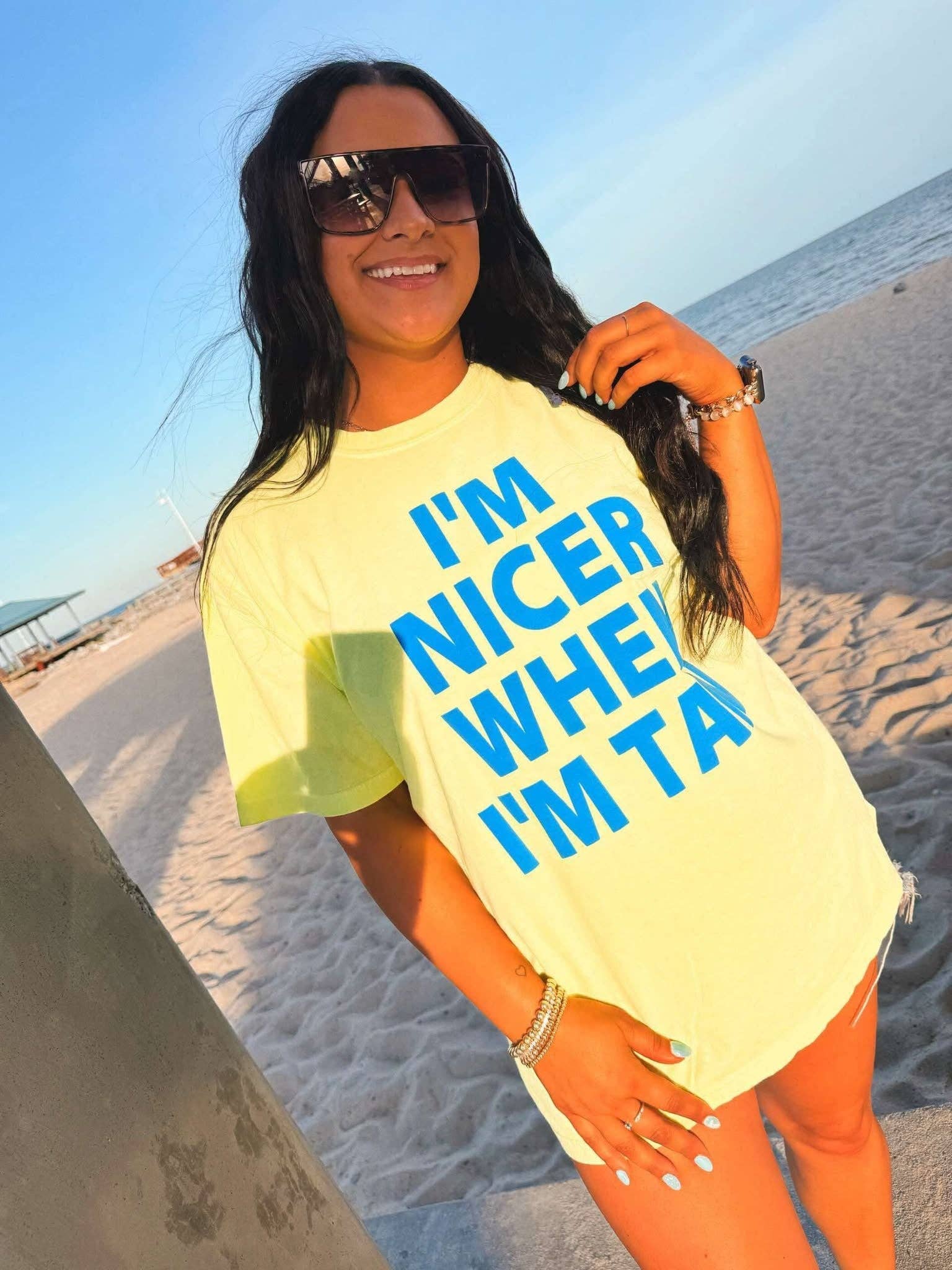 Nicer When I'm Tan Neon Puff Graphic Tee Hoodie, Sweatshirt | PodTeesHub.com
