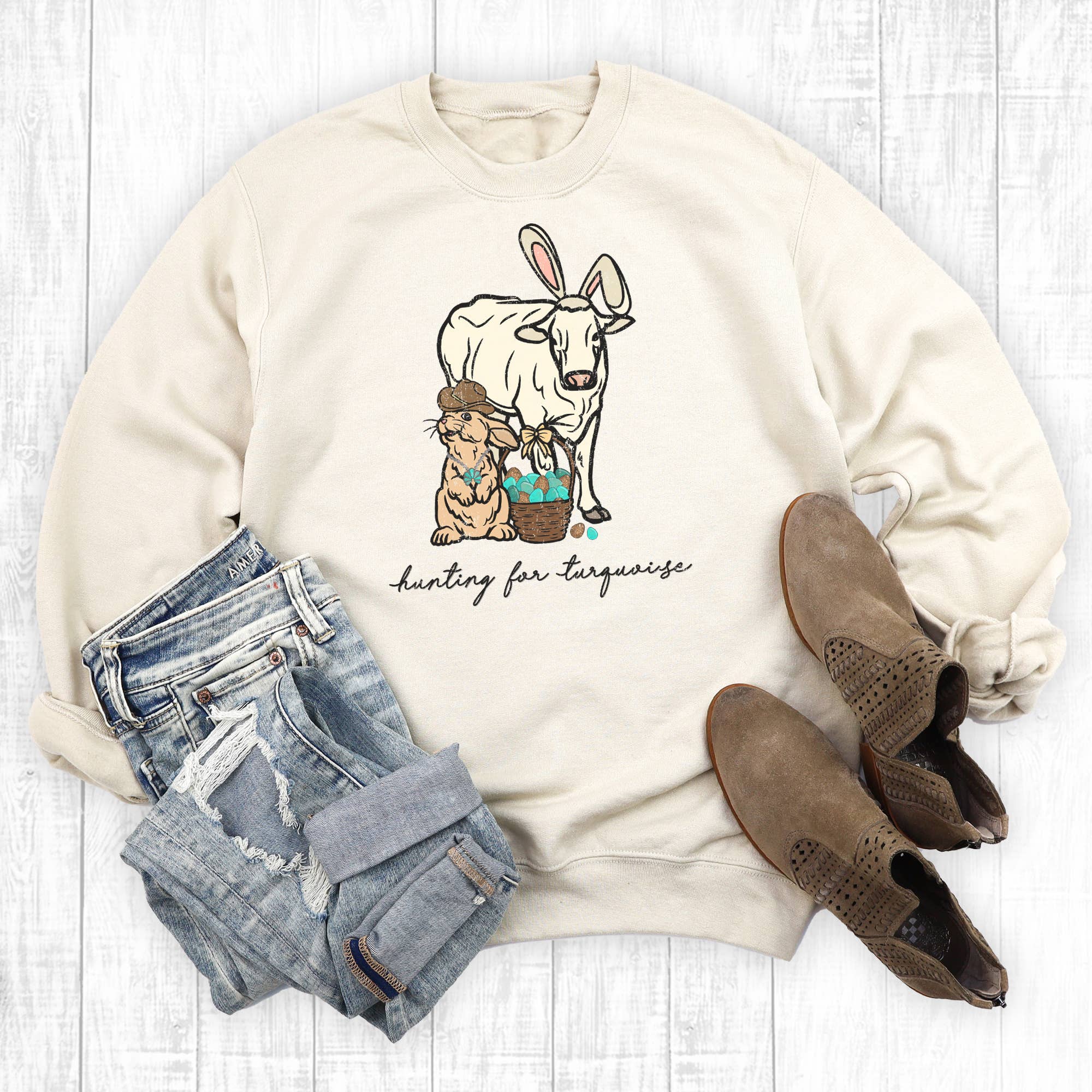 Western Easter Hunting For Turquoise Sweatshirt T-Shirts, Hoodie | PodTeesHub.com