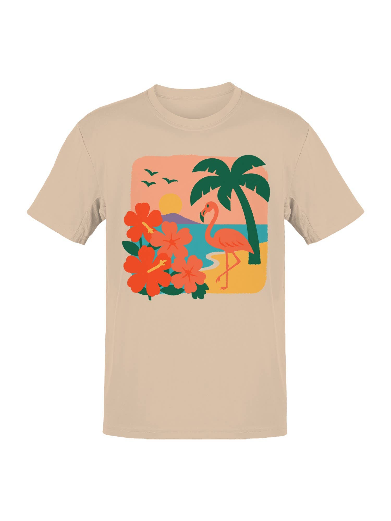 Tropical Sunset Flamingo Scene Men's T-Shirt Hoodie, Sweatshirt | PodTeesHub.com