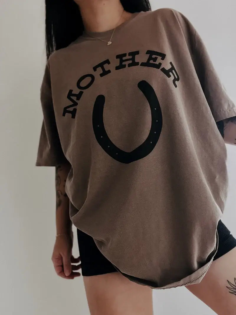 Mother Horseshoe Mom Western Graphic Tee - Espresso Hoodie, Sweatshirt | PodTeesHub.com