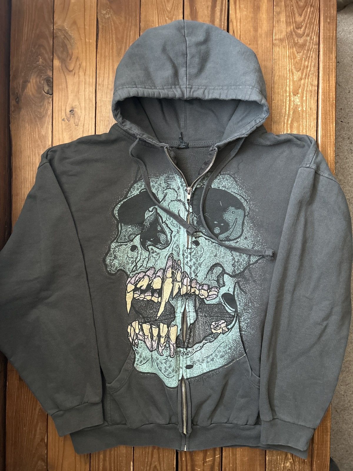 Vintage Y2k Metallica Pushead Skull Grey Zip Hoodie T-Shirts, Sweatshirt | PodTeesHub.com