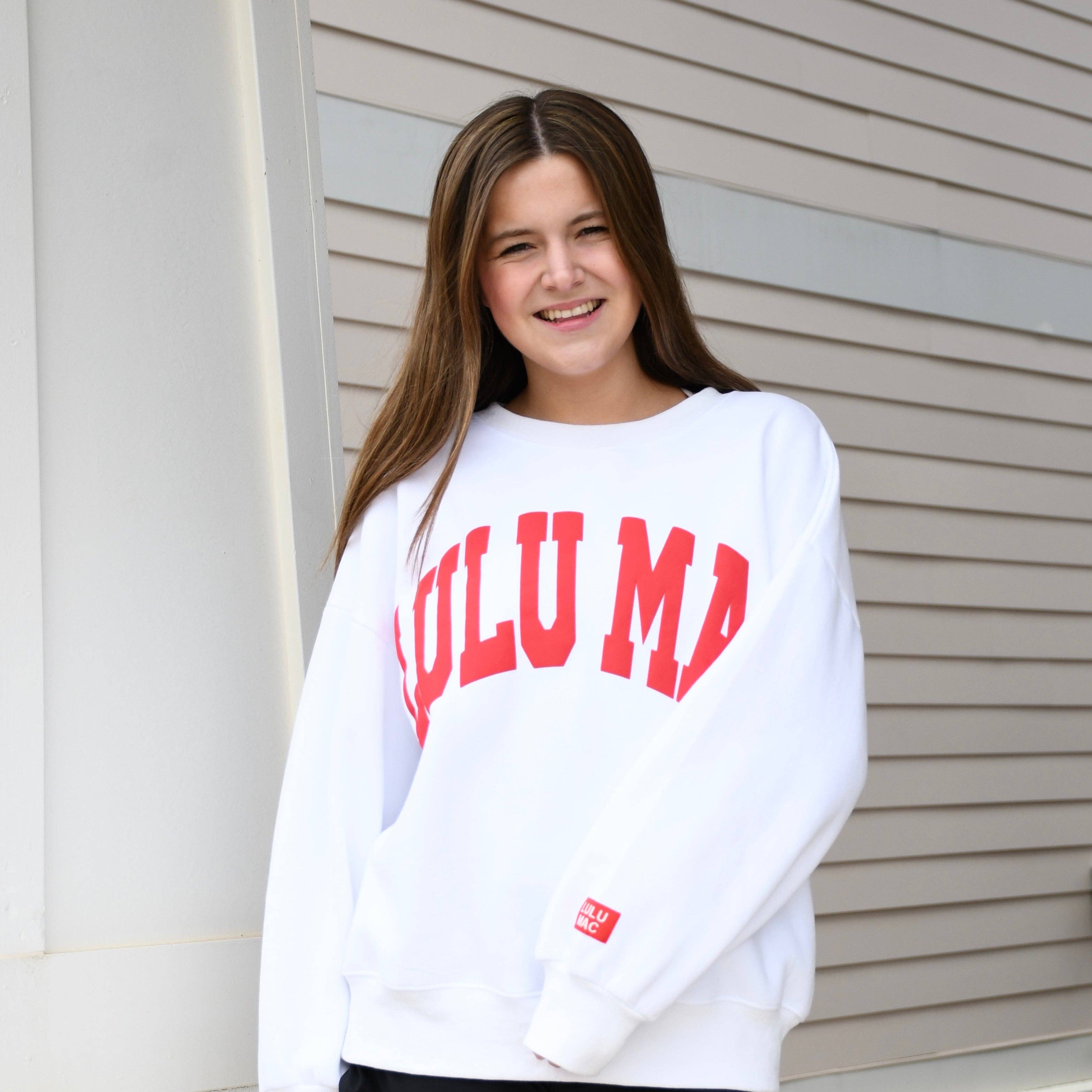 Lulu Mac Sweatshirt White/Red - Puff T-Shirts, Hoodie | PodTeesHub.com