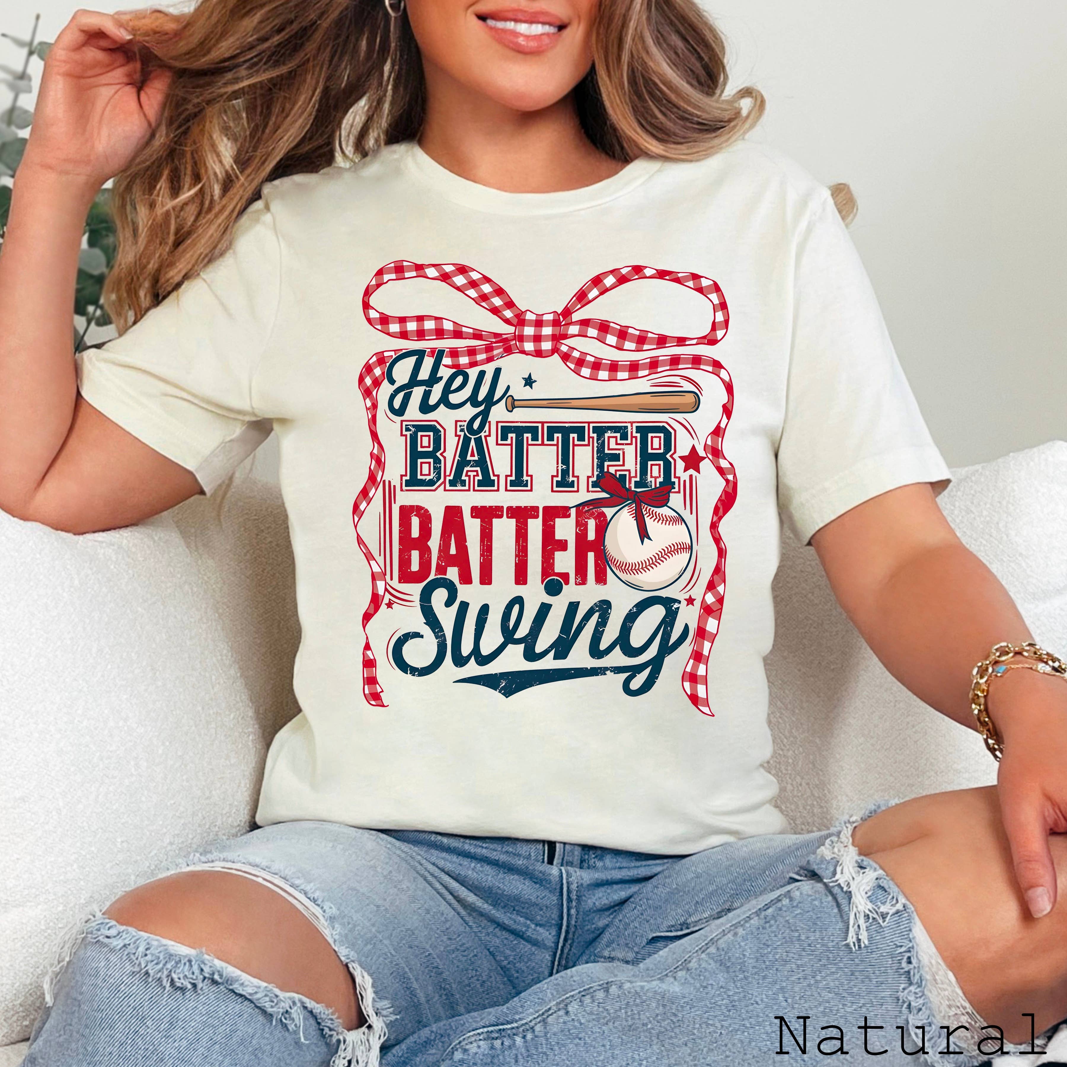 Hey Batter Batter Baseball Graphic Tee  | Bella Canvas Hoodie, Sweatshirt | PodTeesHub.com