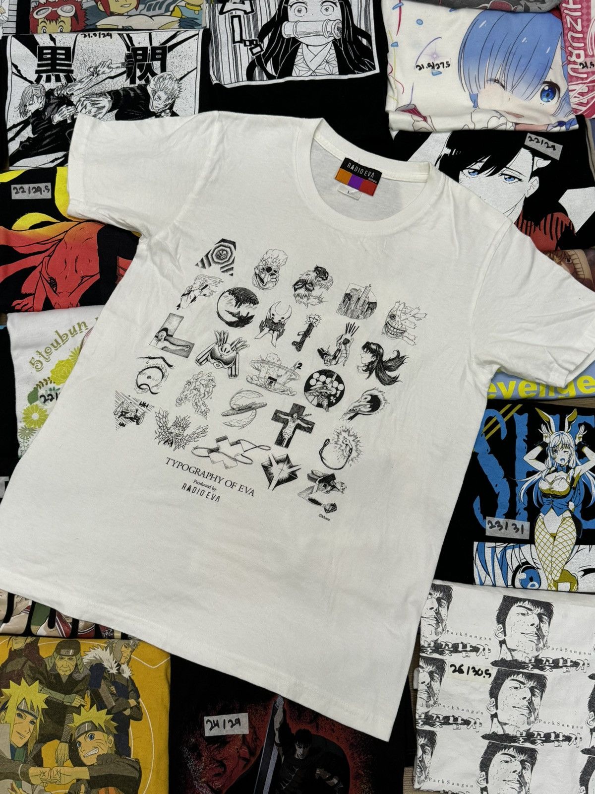 Japanese Brand X Vintage Anime Evangelion Radio Eva All Logo T-Shirts, Hoodie, Sweatshirt | PodTeesHub.com