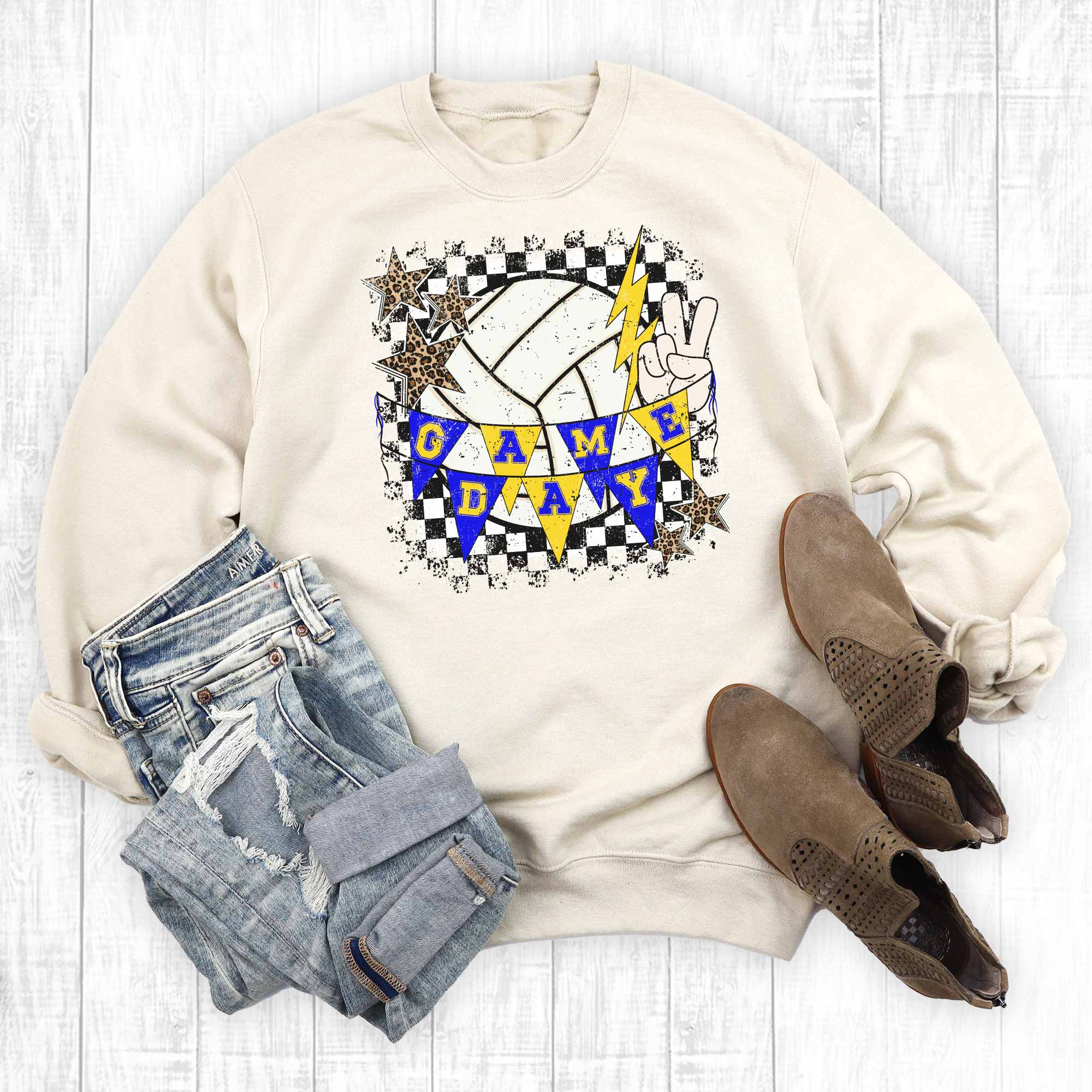 Custom Retro Game Day Volleyball Graphic Sweatshirt T-Shirts, Hoodie | PodTeesHub.com