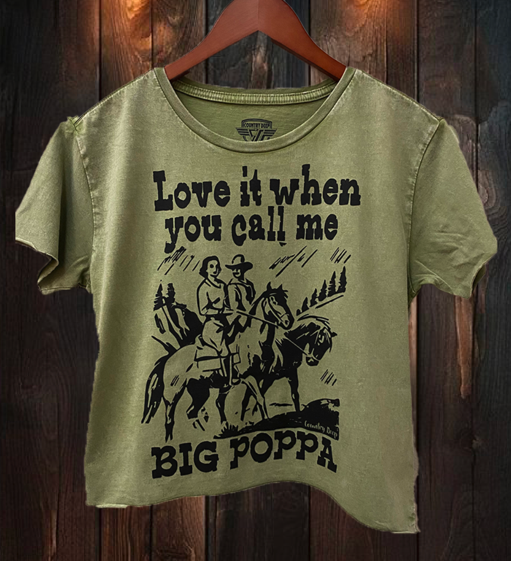 Big Poppa Regular Cropped Acid Wash T-Shirt Hoodie, Sweatshirt | PodTeesHub.com