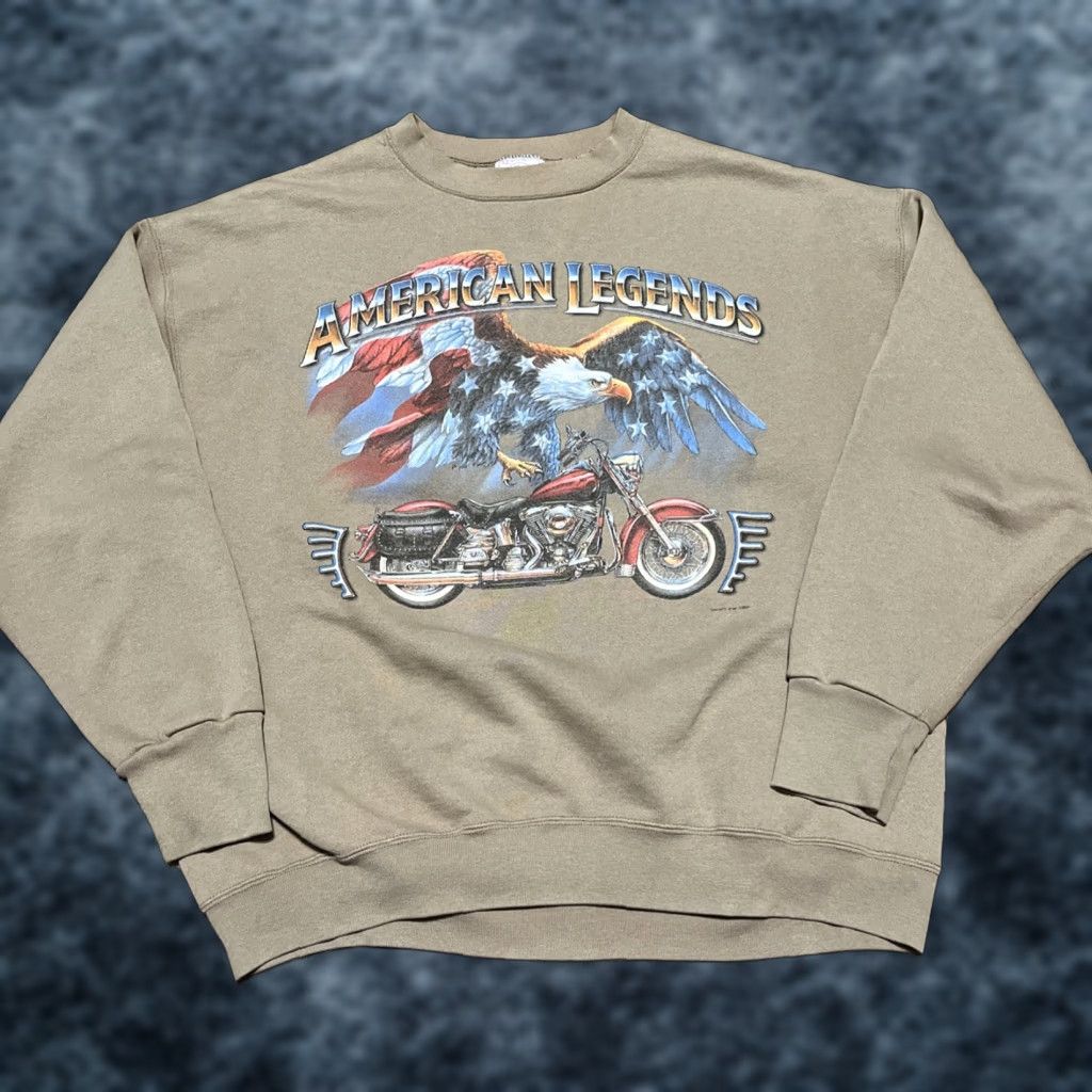 Vintage Delta Fifty Fifty 90s American Legends Crewneck Sweatshirt Mens Xl Brown Graphic Pri T-Shirts, Hoodie