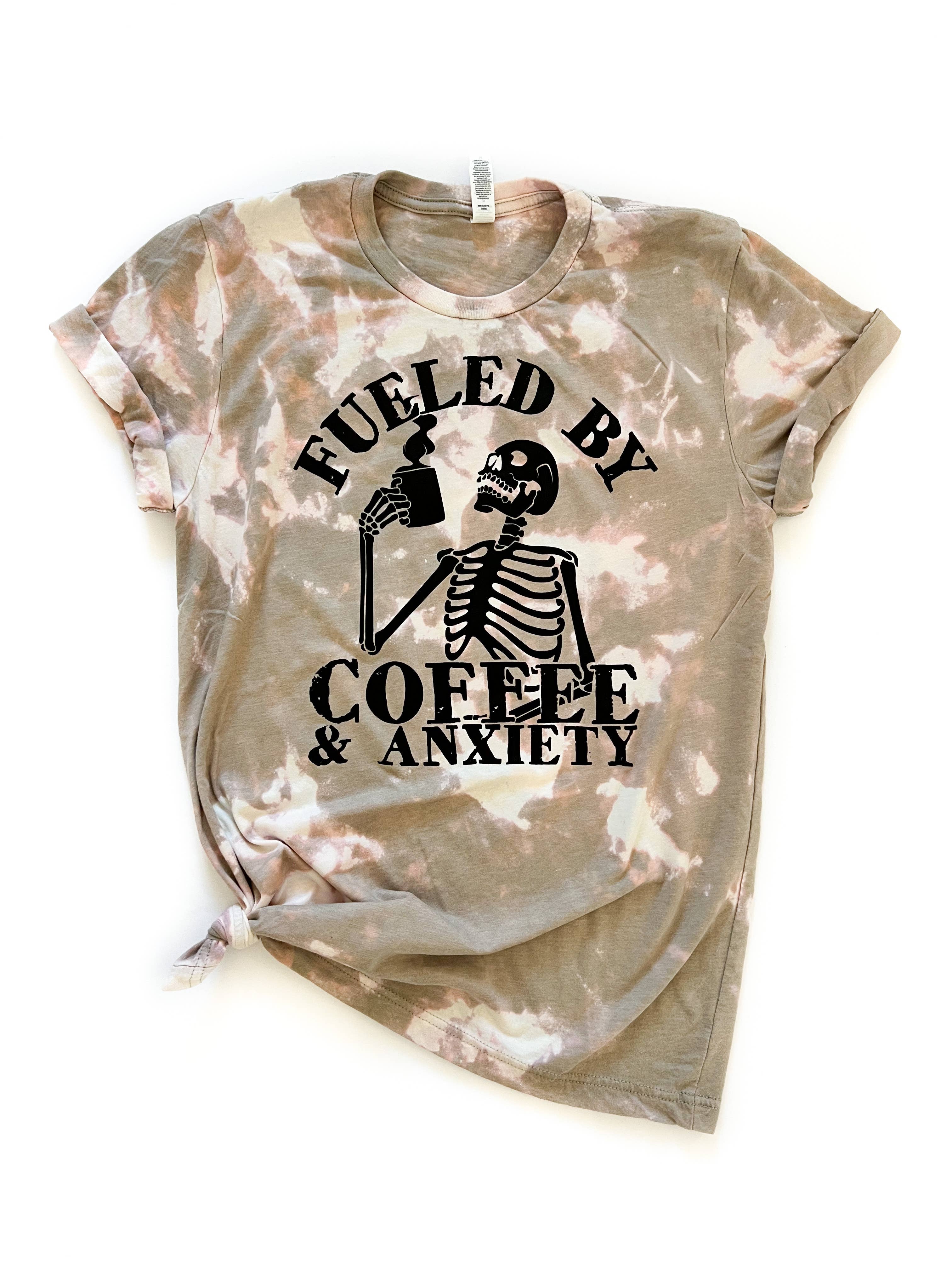 Fueled By Coffee and Anxiety Tie-Dye Tee Hoodie, Sweatshirt | PodTeesHub.com