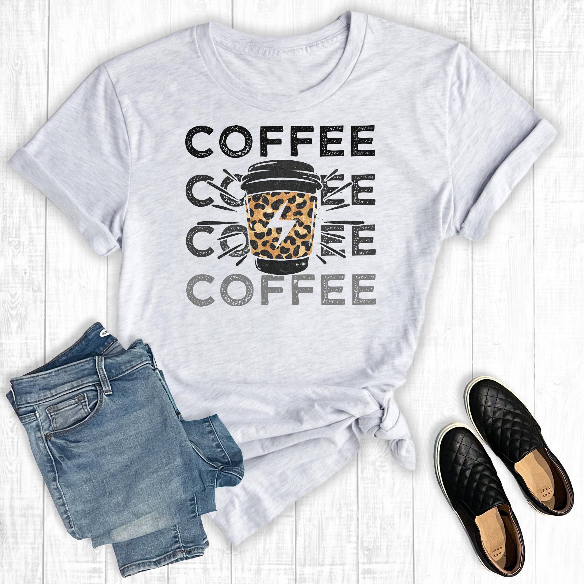 Leopard Coffee Cup Graphic Tee Hoodie, Sweatshirt | PodTeesHub.com