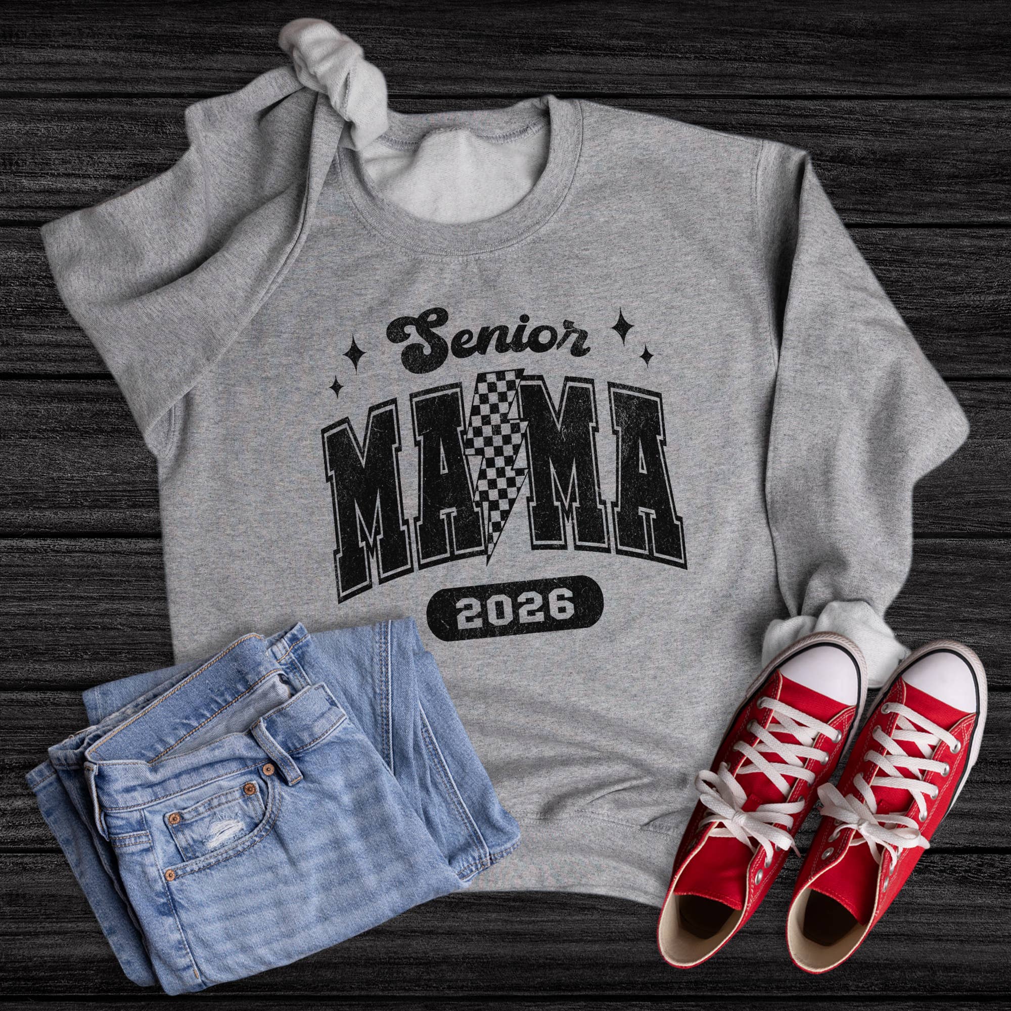 Senior Mama 2026 Lightning Graphic Sweatshirt T-Shirts, Hoodie | PodTeesHub.com