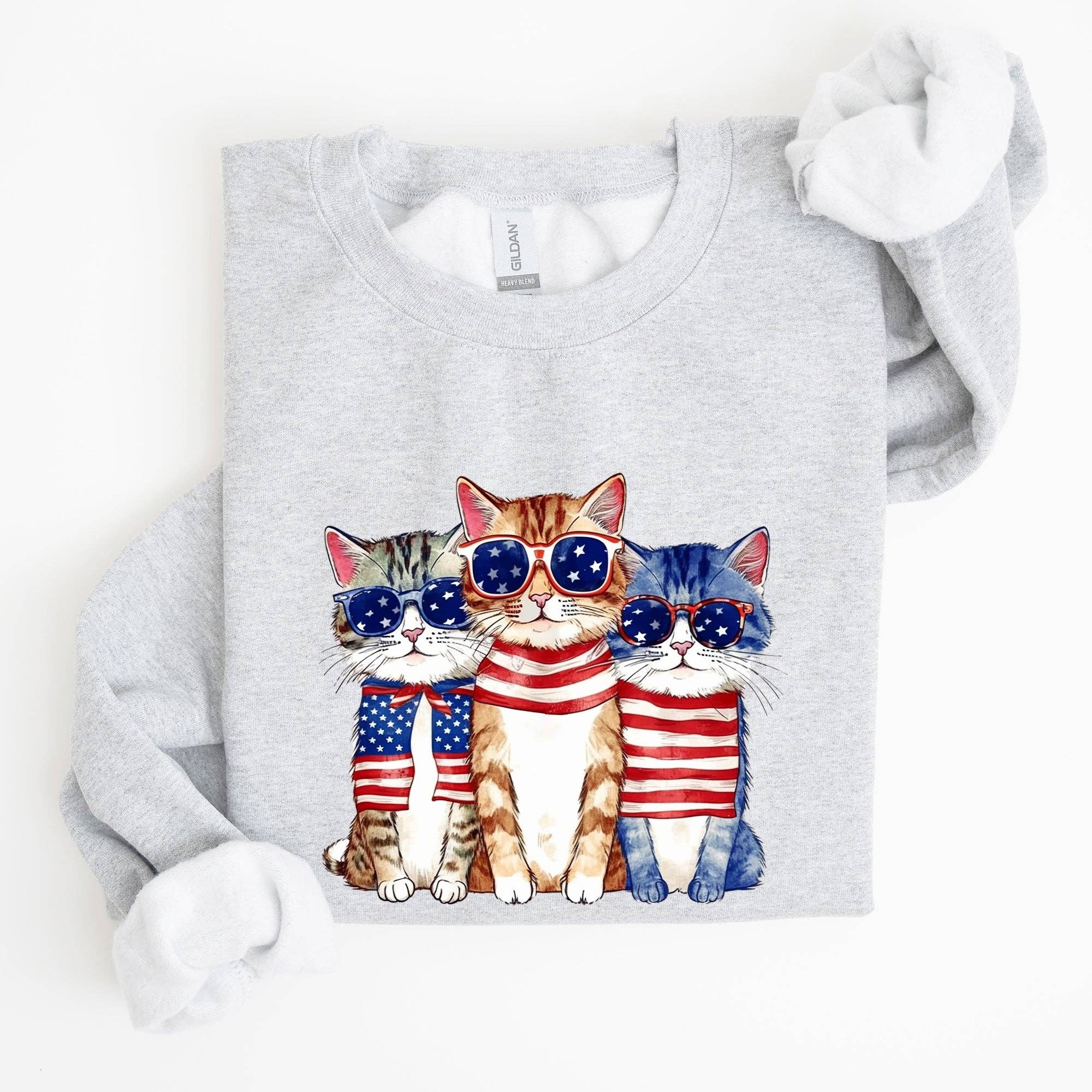 Patriotic Hippie Cats, Funny,  4th of July Sweatshirt T-Shirts, Hoodie | PodTeesHub.com