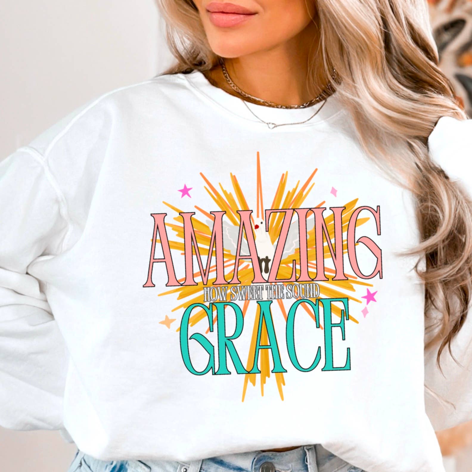 Amazing Grace Christian Graphic Sweatshirt | Christian T-Shirts, Hoodie | PodTeesHub.com