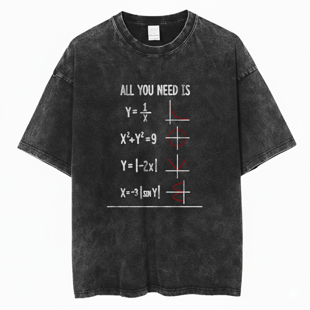 Other Y2k Streetwear Retro Maths Love High Quality Washed T Shirt Hoodie, Sweatshirt | PodTeesHub.com