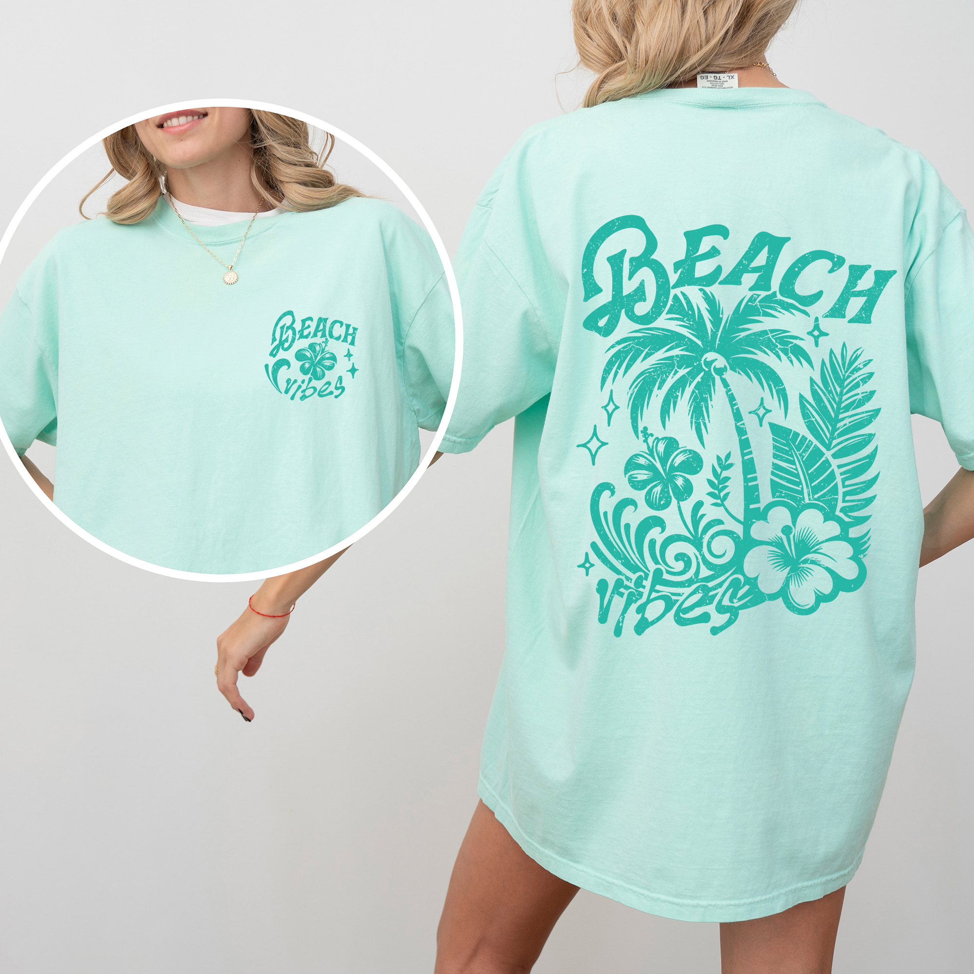 Beach Vibes, Flower, Blue, Summer Retro, Hibiscus T-Shirt Hoodie, Sweatshirt | PodTeesHub.com