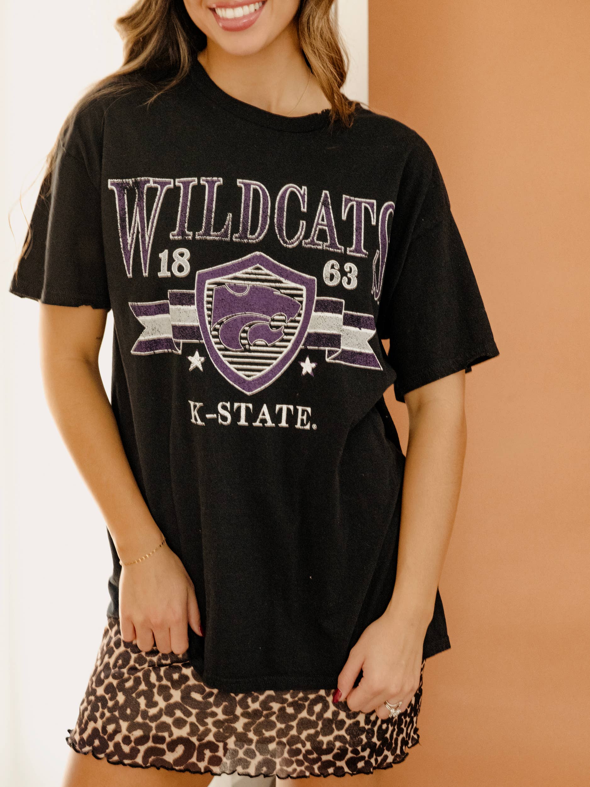 Kansas State Wildcats Pep Rally Black Thrifted Tee Hoodie, Sweatshirt | PodTeesHub.com