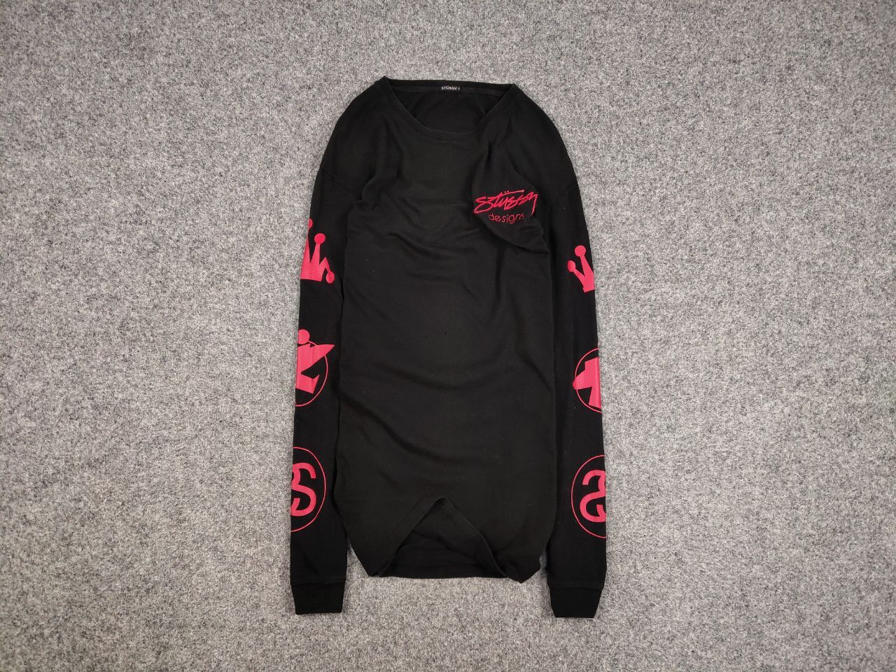 Stussy Vintage 90 S Stussy Design Black Long Sleeve Red Logos T-Shirts, Hoodie, Sweatshirt | PodTeesHub.com
