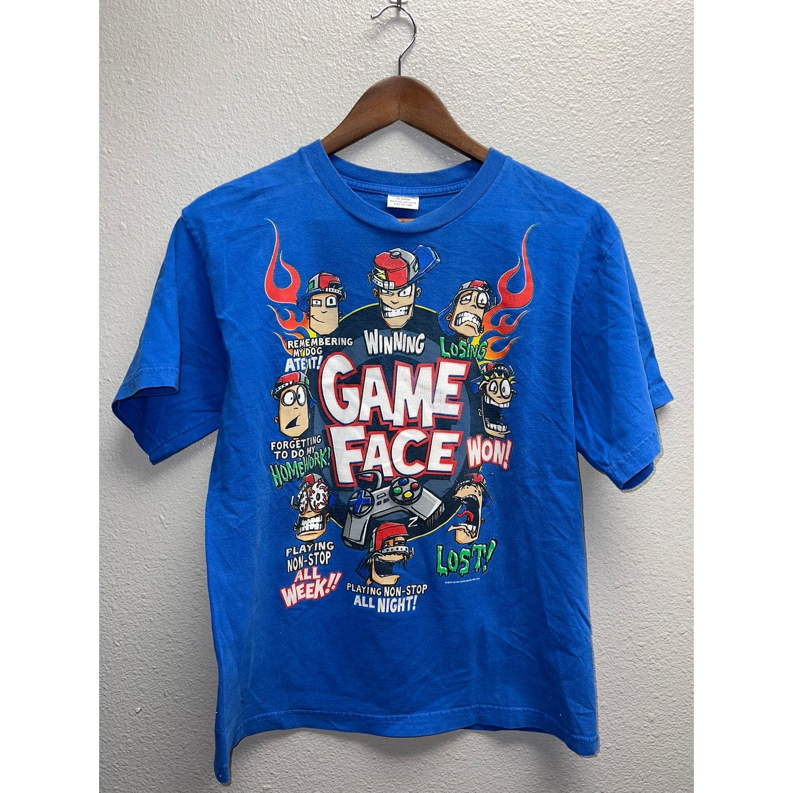Vintage Youth Video Game Shirt Game Face Gaming Blue Tee Kids Xl Hoodie, Sweatshirt | PodTeesHub.com