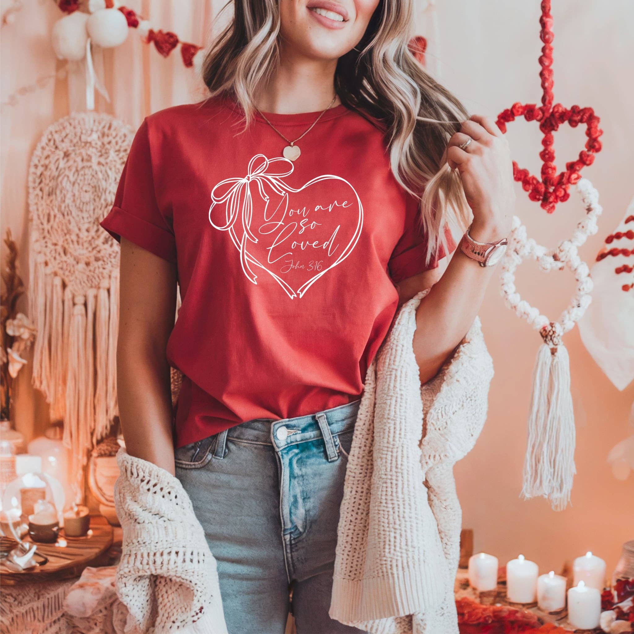 Christian You Are So Loved Red Spring Graphic Tee Free Ship Hoodie, Sweatshirt | PodTeesHub.com