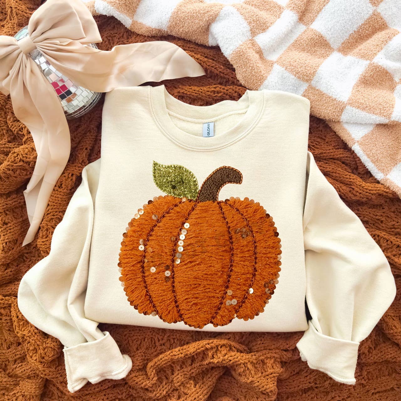 Faux Yarn Pumpkin Sweatshirt T-Shirts, Hoodie | PodTeesHub.com
