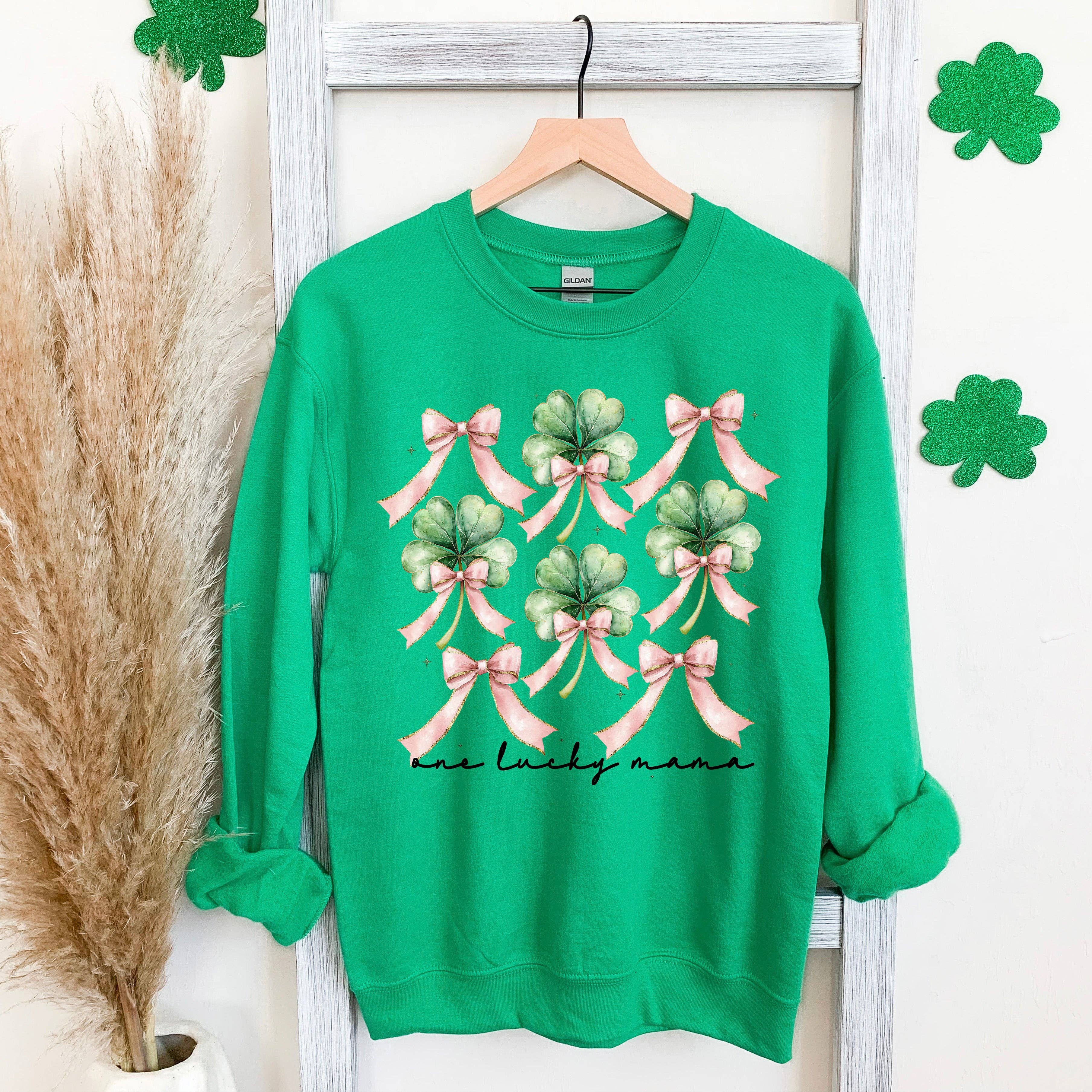 One Lucky Mama Clover, Shamrock St Patrick's Day Sweatshirt T-Shirts, Hoodie | PodTeesHub.com