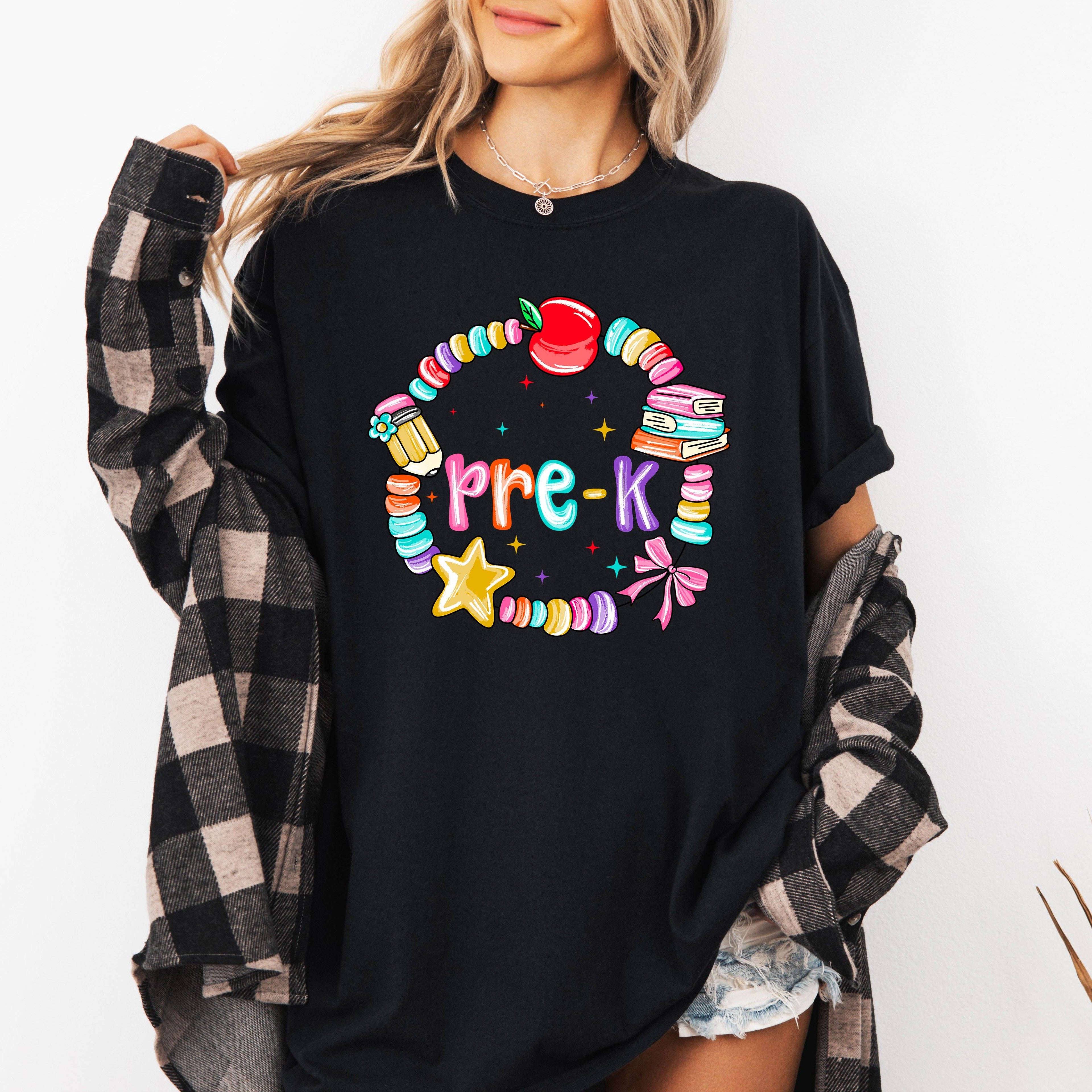 Pre-K, Teacher, Back To School, Bracelets, Bow T-Shirt Hoodie, Sweatshirt | PodTeesHub.com
